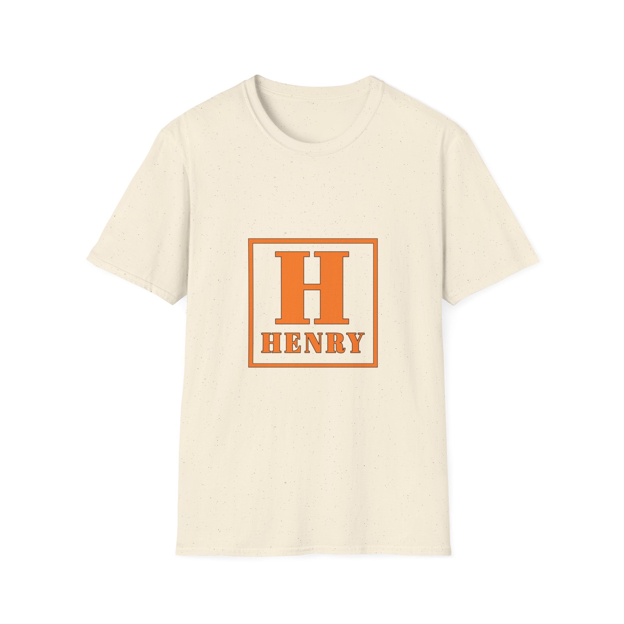 Personalized Initial T-Shirt — Bold Orange 'H' Monogram Tee (Custom Name: Henry)