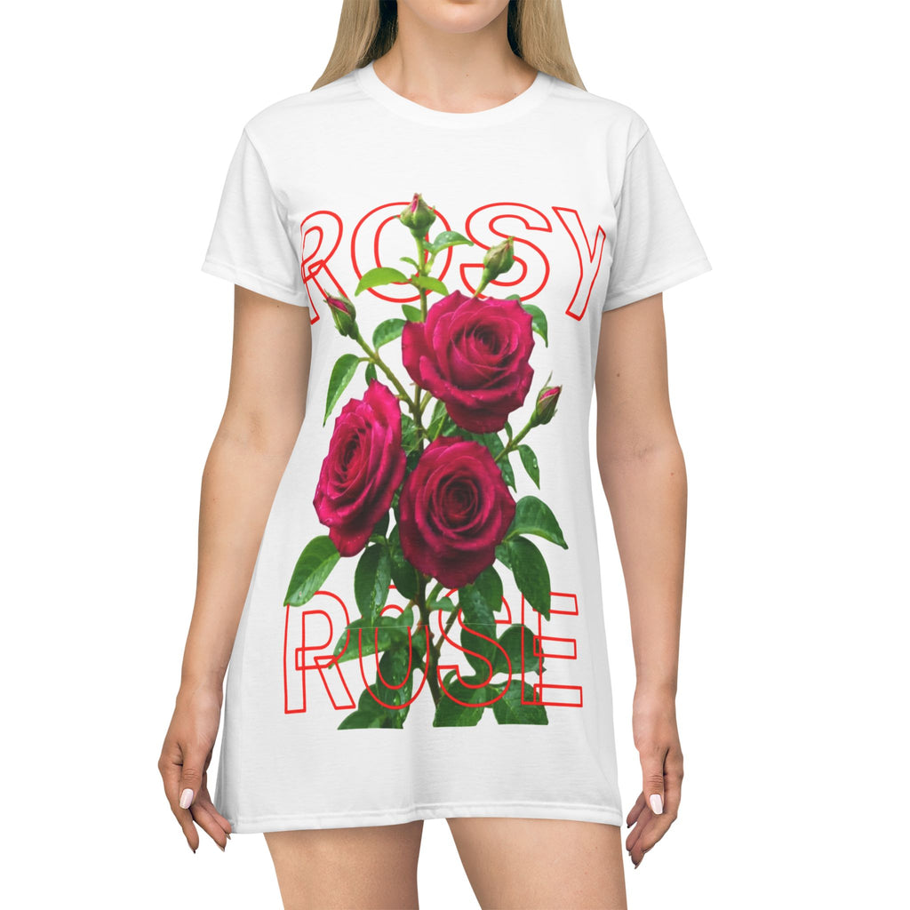 Rosy Rose T-Shirt Dress — Vintage Floral Graphic Tee Dress