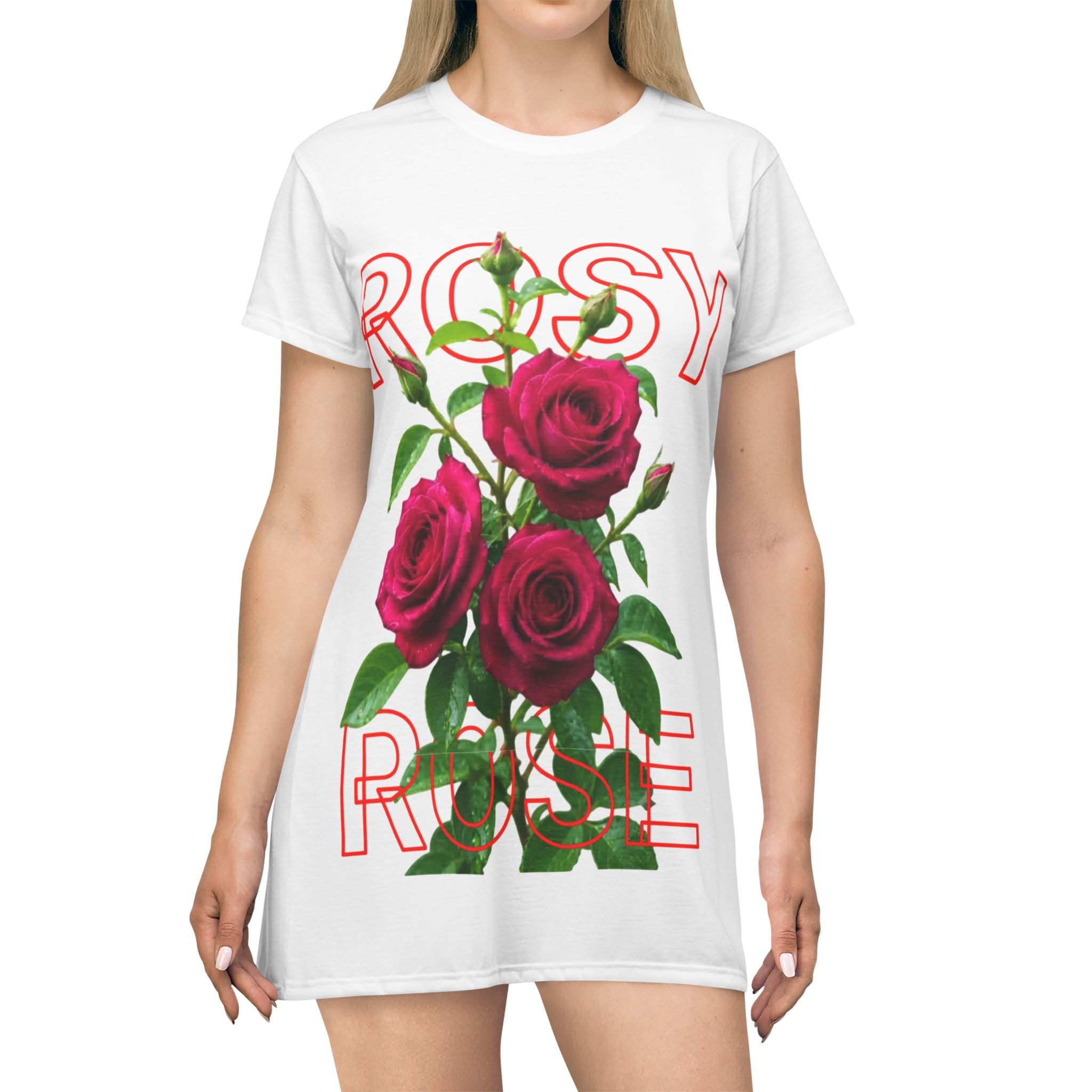 Rosy Rose T-Shirt Dress — Vintage Floral Graphic Tee Dress