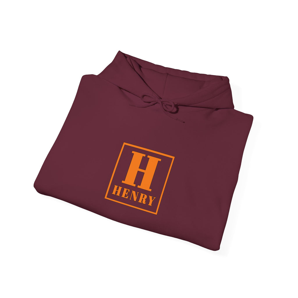 Henry Monogram Hoodie — Orange Block Initial Sweatshirt