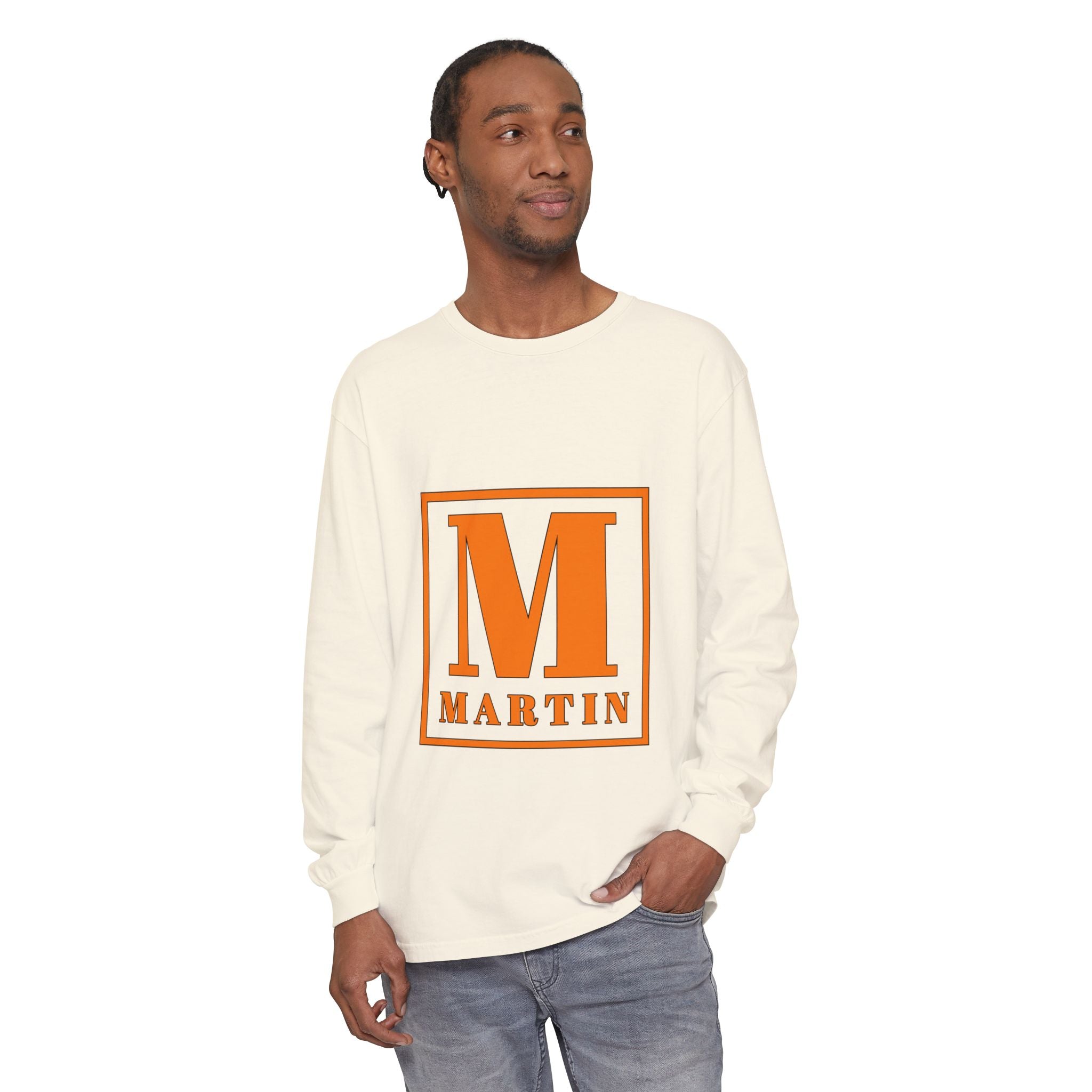 Martin Monogram Long Sleeve T‑Shirt — Personalized Initial M Graphic