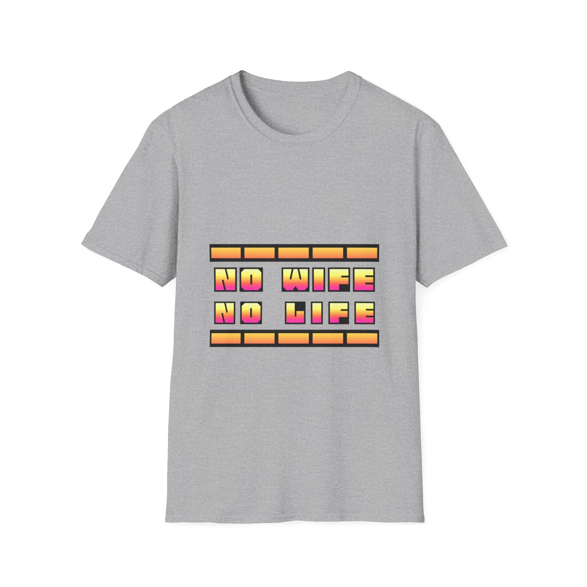 T-Shirt — "No Wife No Life" Retro Block Graphic Tee