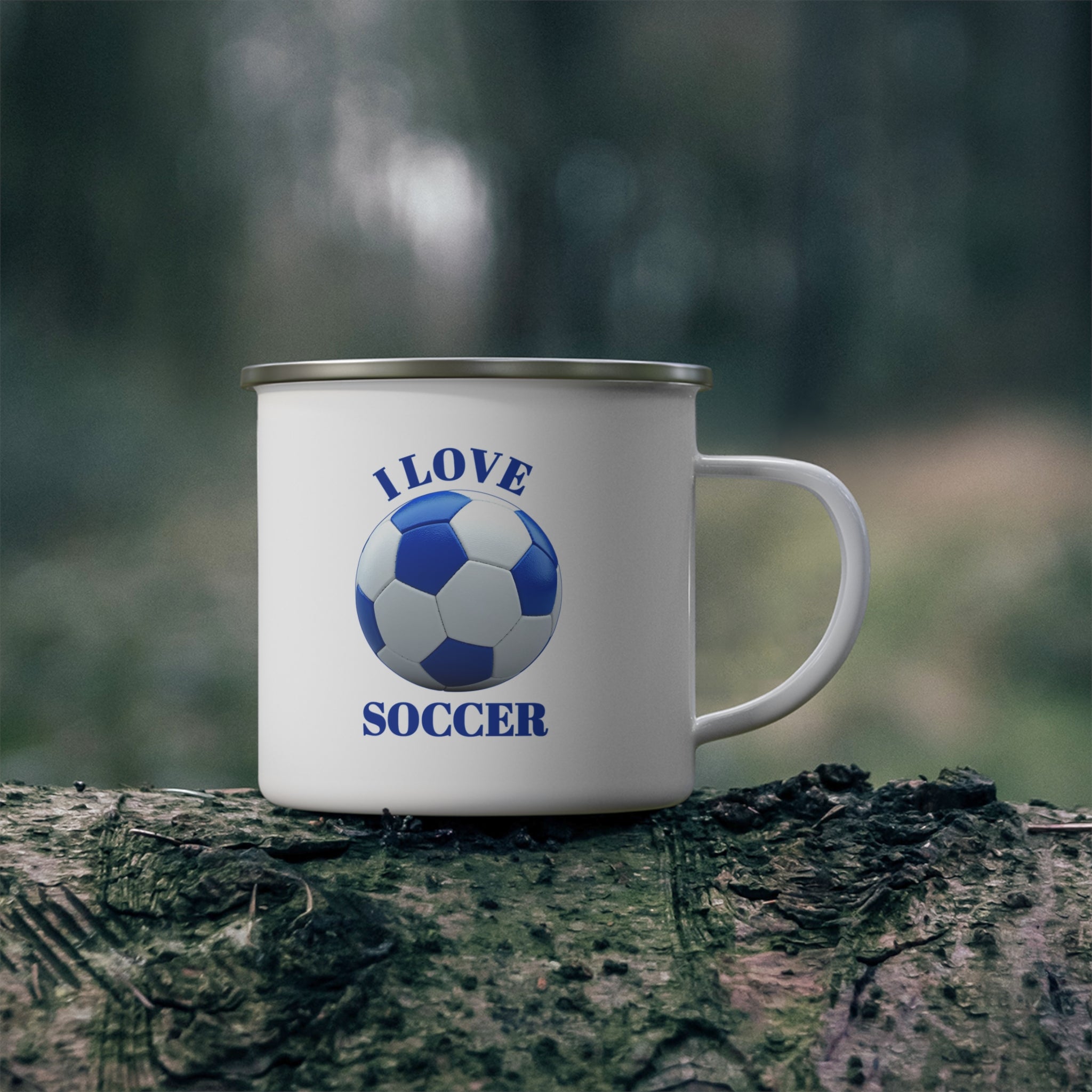 Enamel Mug — I Love Soccer Camping Cup | Soccer Fan Gift