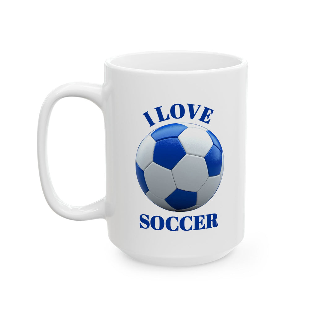 Soccer Mom Ceramic Mug — Blue Soccer Ball Coffee Cup (11oz & 15oz)