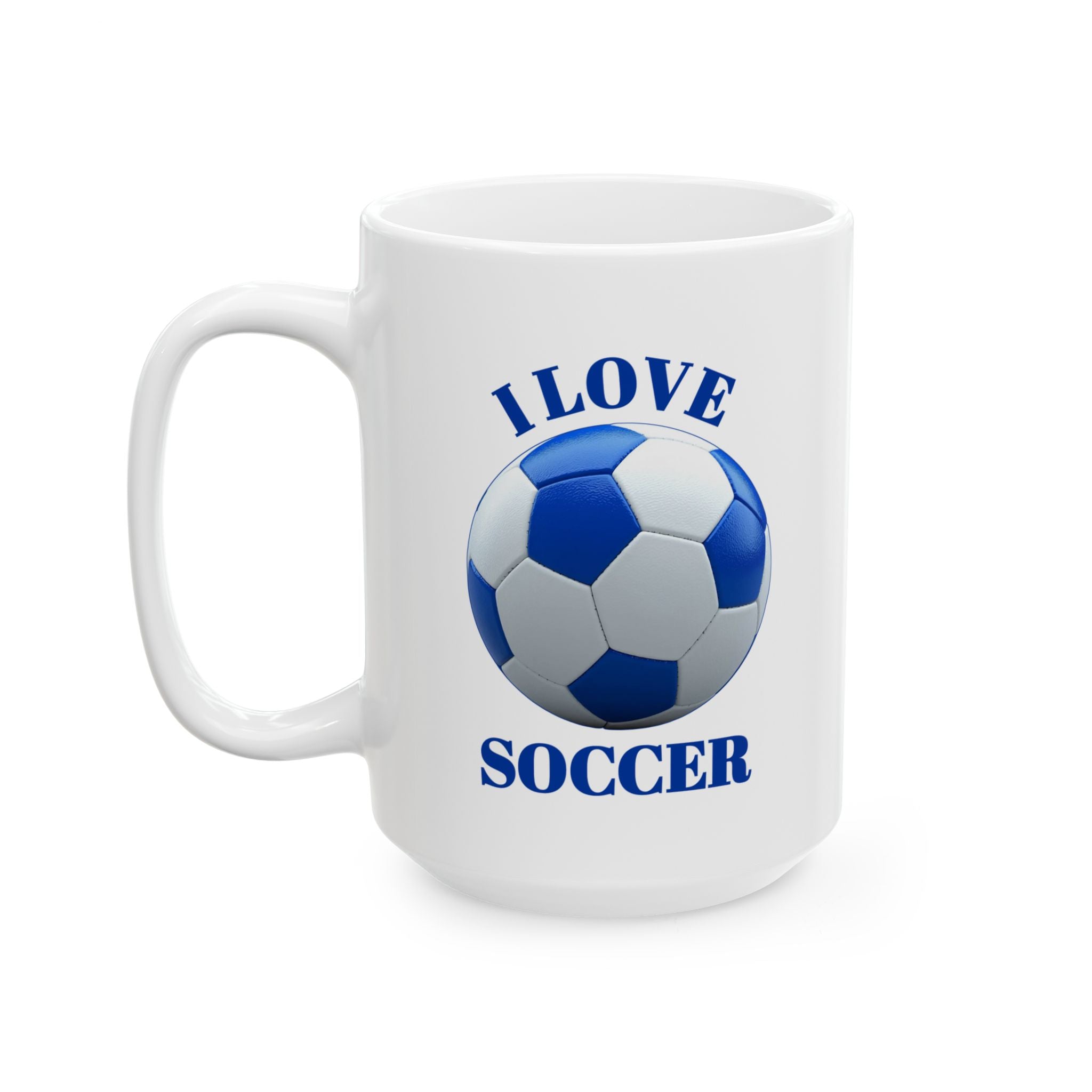 Soccer Mom Ceramic Mug — Blue Soccer Ball Coffee Cup (11oz & 15oz)