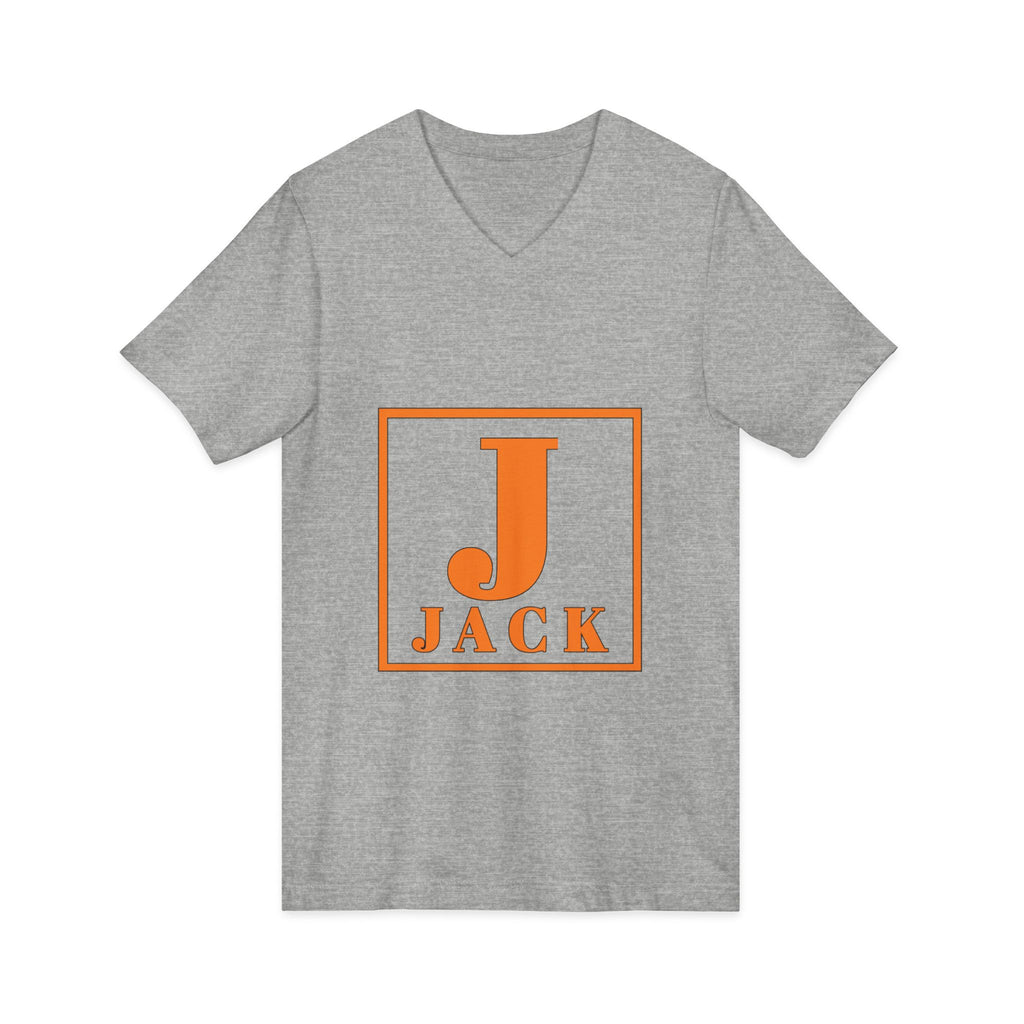 Jack Monogram V-Neck T-Shirt — Orange Block Initial Tee