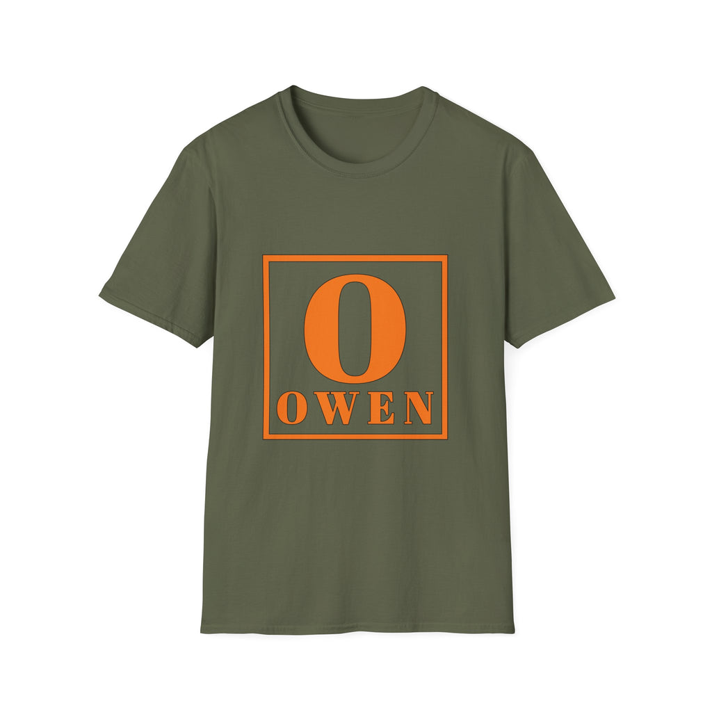Personalized Name T‑Shirt — Orange Monogram 'O' Owen Tee