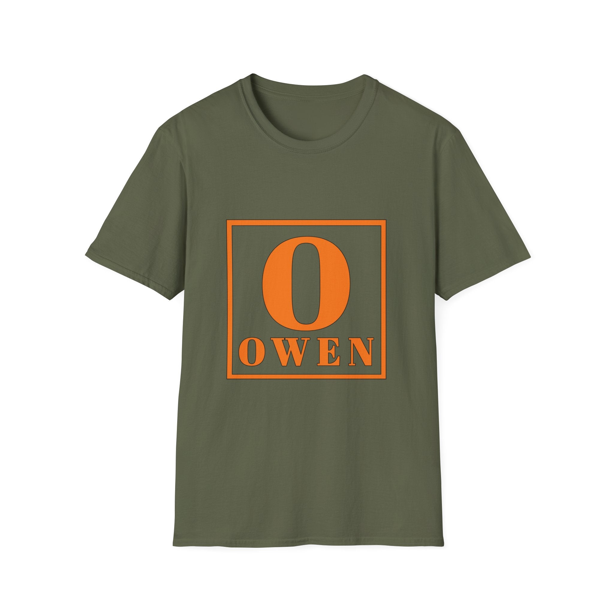 Personalized Name T‑Shirt — Orange Monogram 'O' Owen Tee