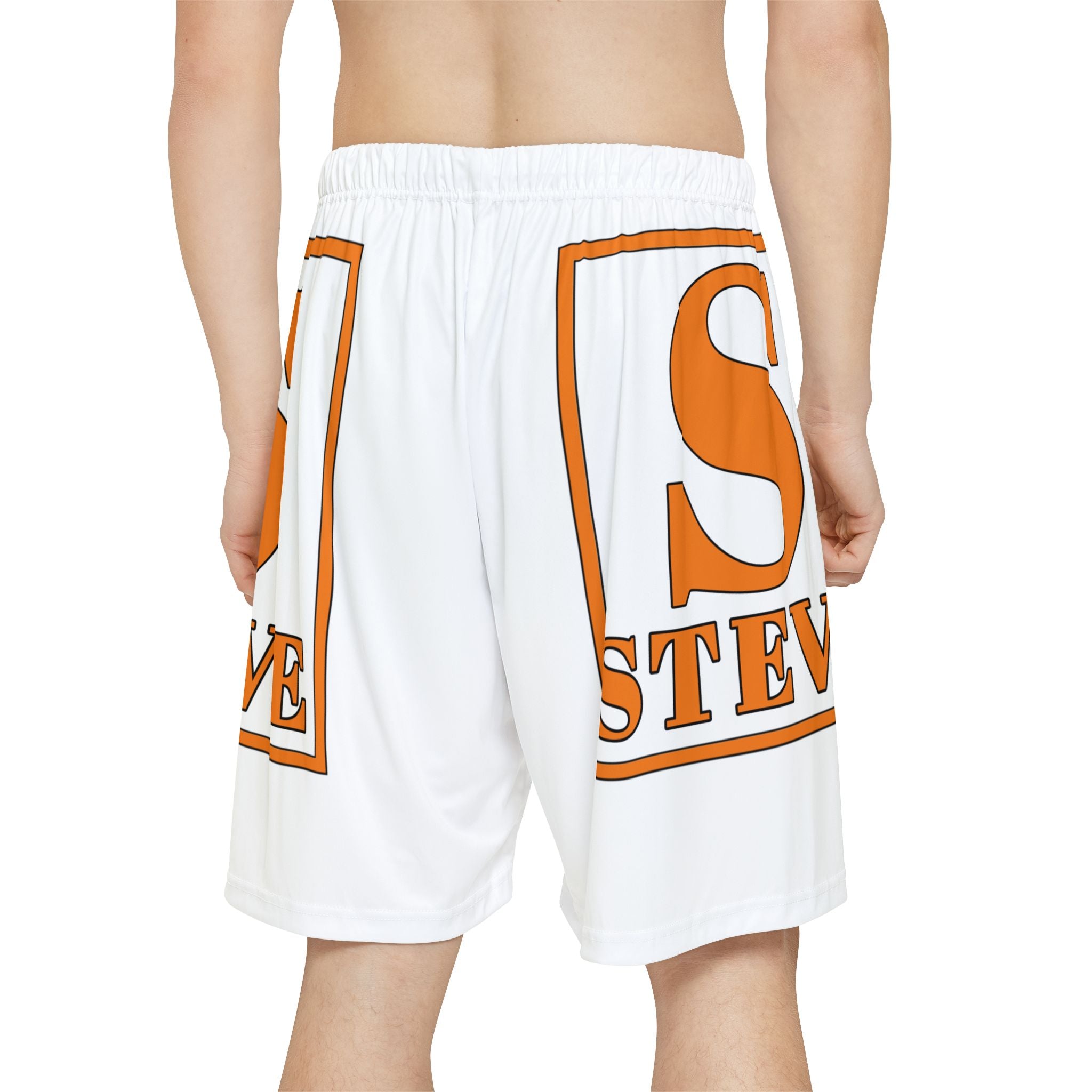 Sports Shorts — Bold Orange 'S' Sleeve Graphic Athletic Shorts