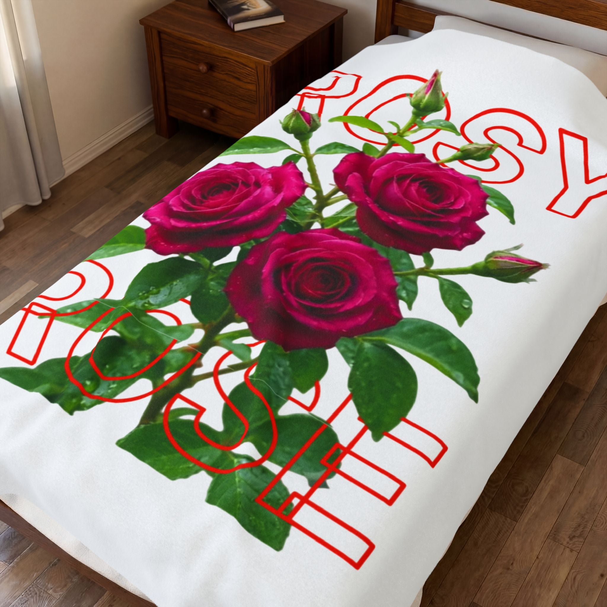 Rosy Rose Velvet Plush Blanket — Floral Rose Bouquet Throw