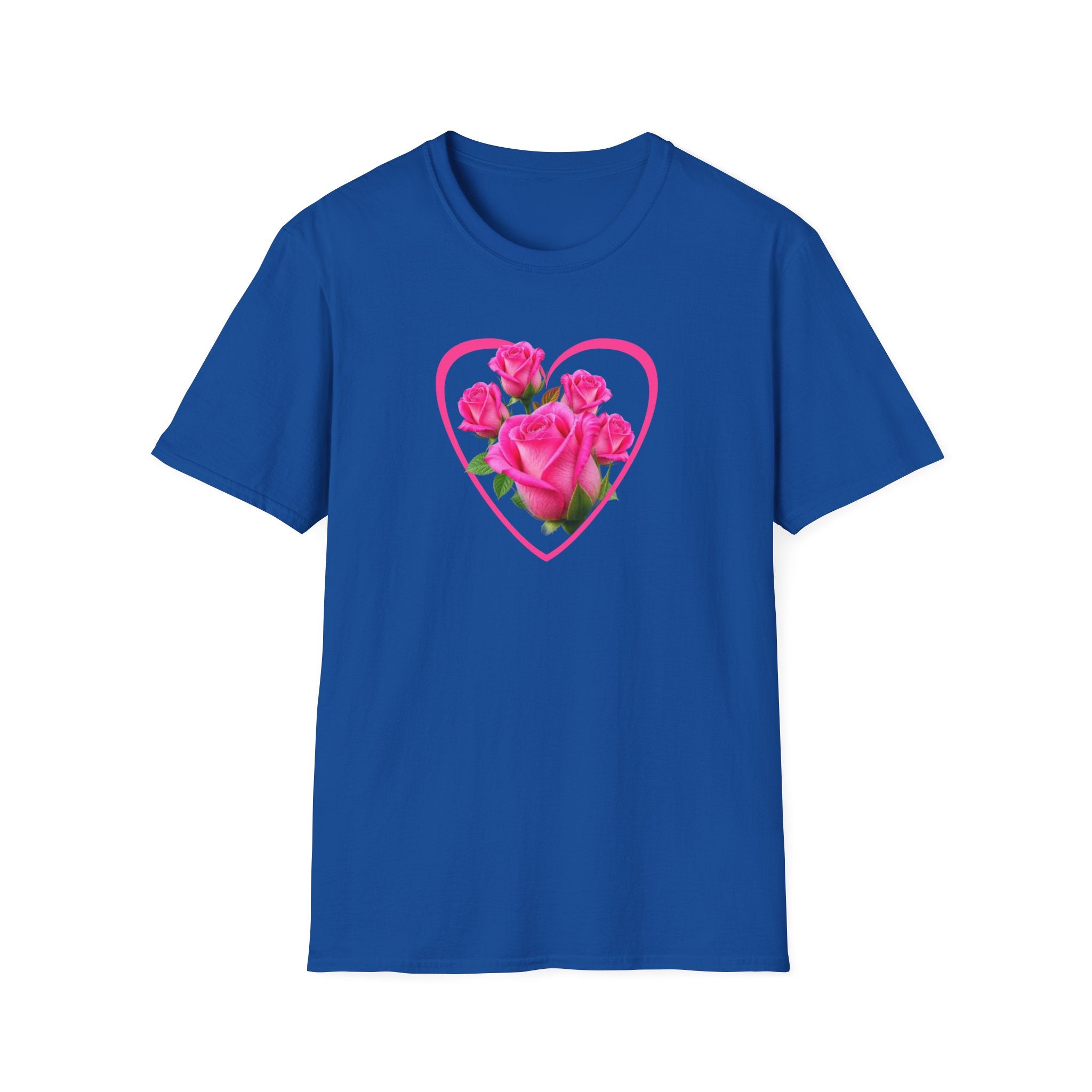 T-Shirt — Pink Rose Heart Floral Tee (Valentine’s Day, Romantic Gift)