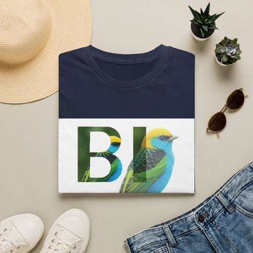 Bird Graphic T-Shirt — Colorful 'BIRD' Typography with Tropical Songbird