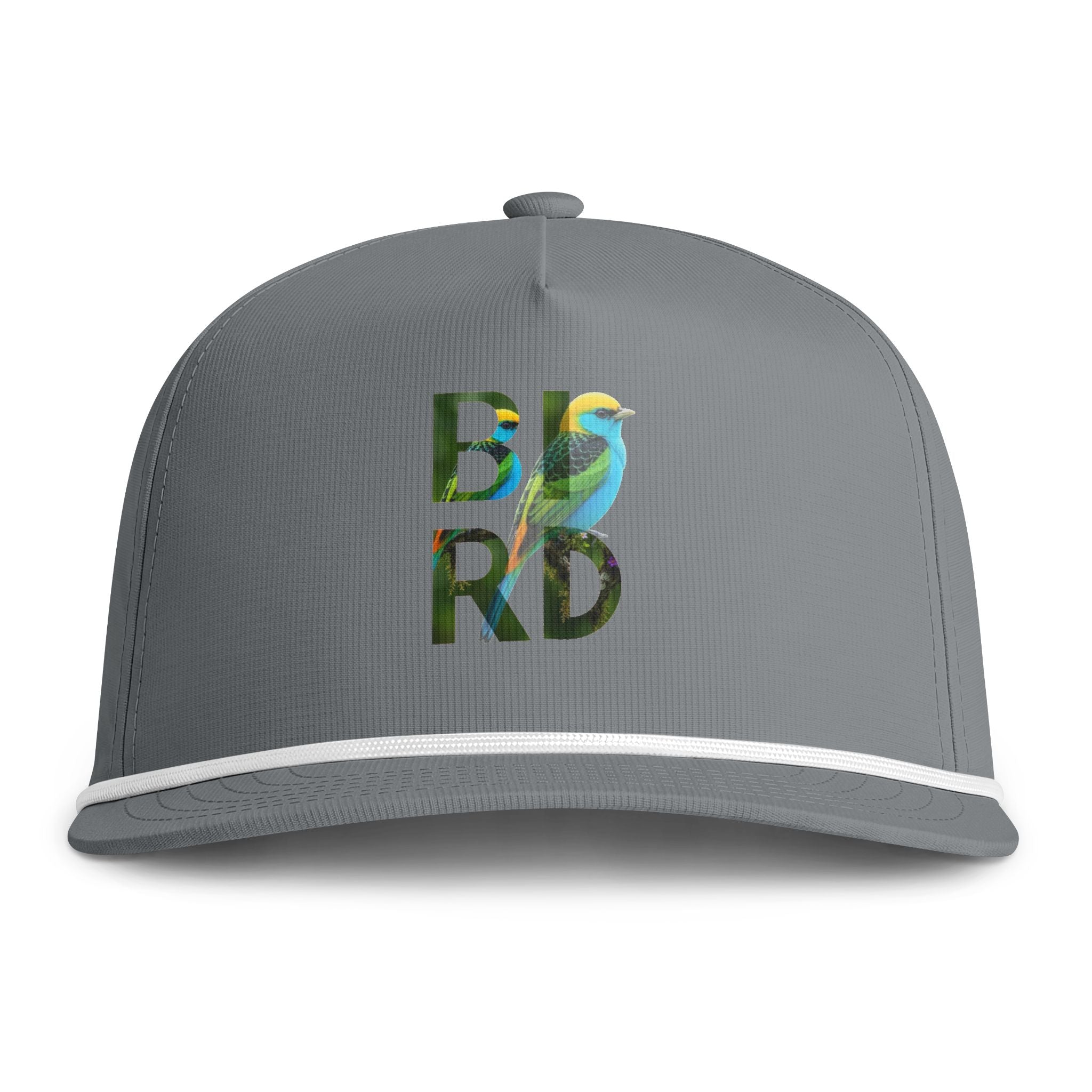 Sunwashed Rope Cap — 'BIRD' Tropical Embroidered Hat