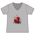 Women's V-Neck Tee — Vintage Pink Rose Floral Graphic