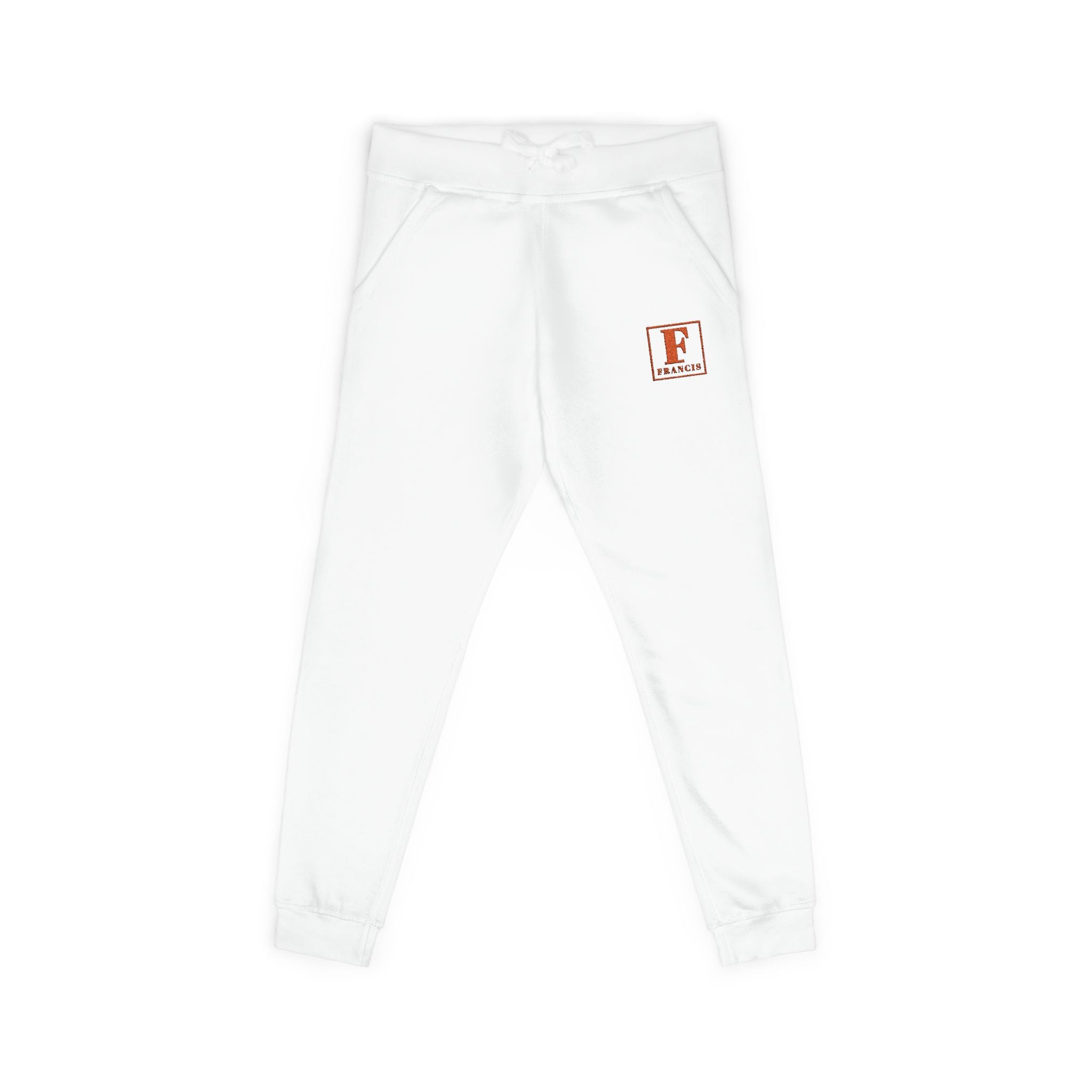 Embroidered Fleece Sweatpants — Minimal Monogram 'F' Cozy Joggers