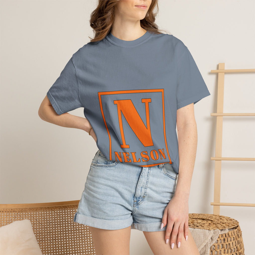 Nelson Monogram T-Shirt — Retro Block Letter Graphic Tee