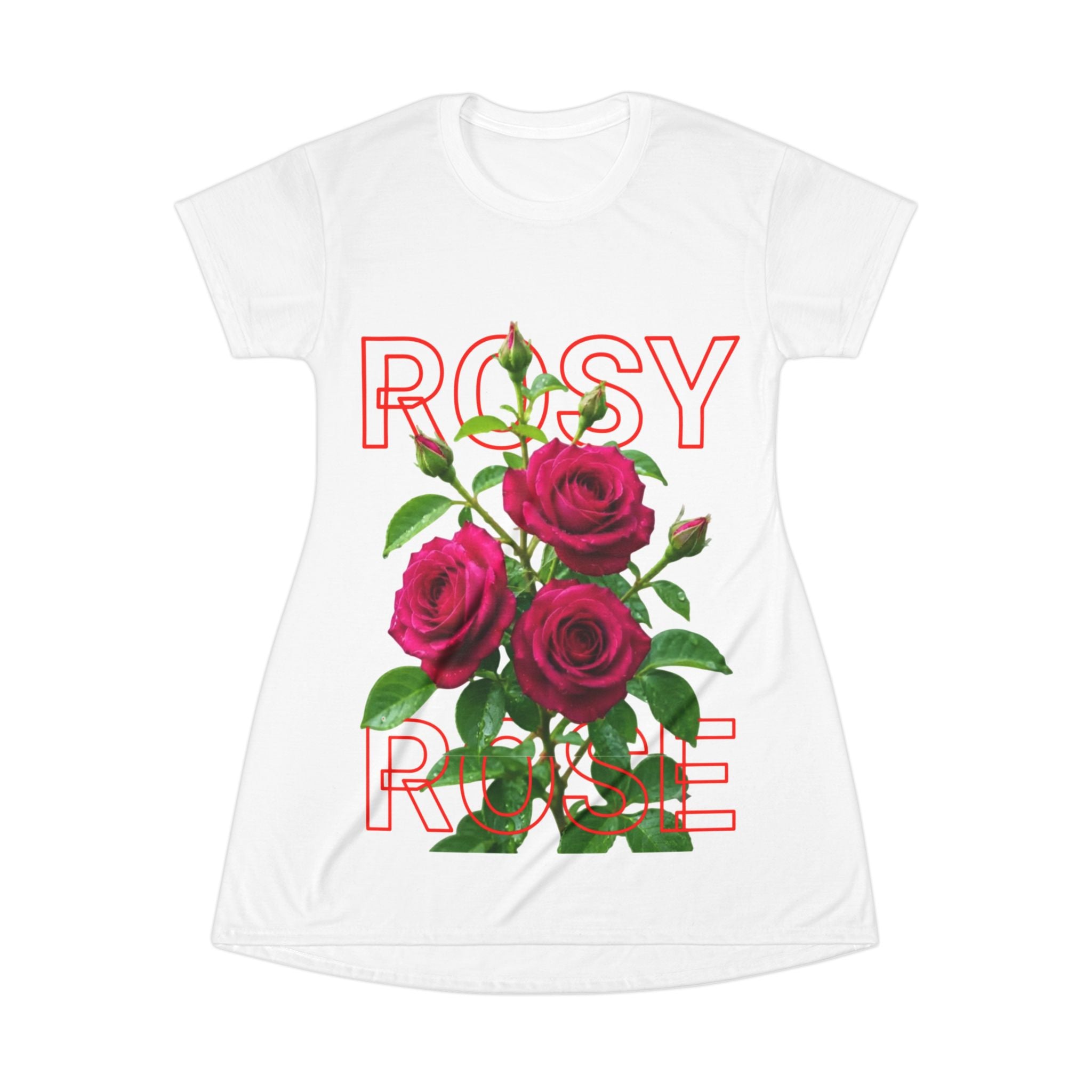 Rosy Rose T-Shirt Dress — Vintage Floral Graphic Tee Dress