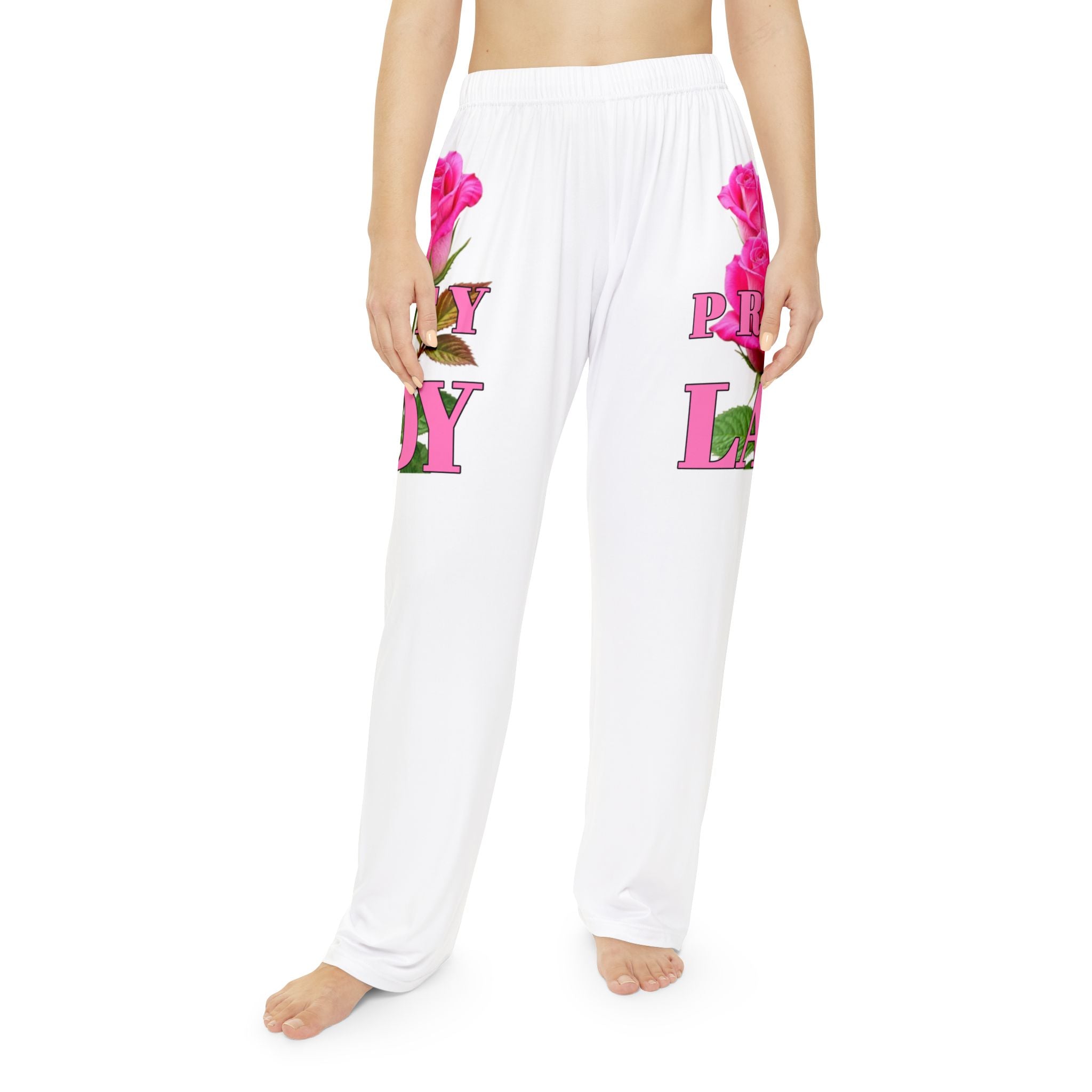 Pretty Lady Pajama Pants – Floral Pink Rose Lounge Pants