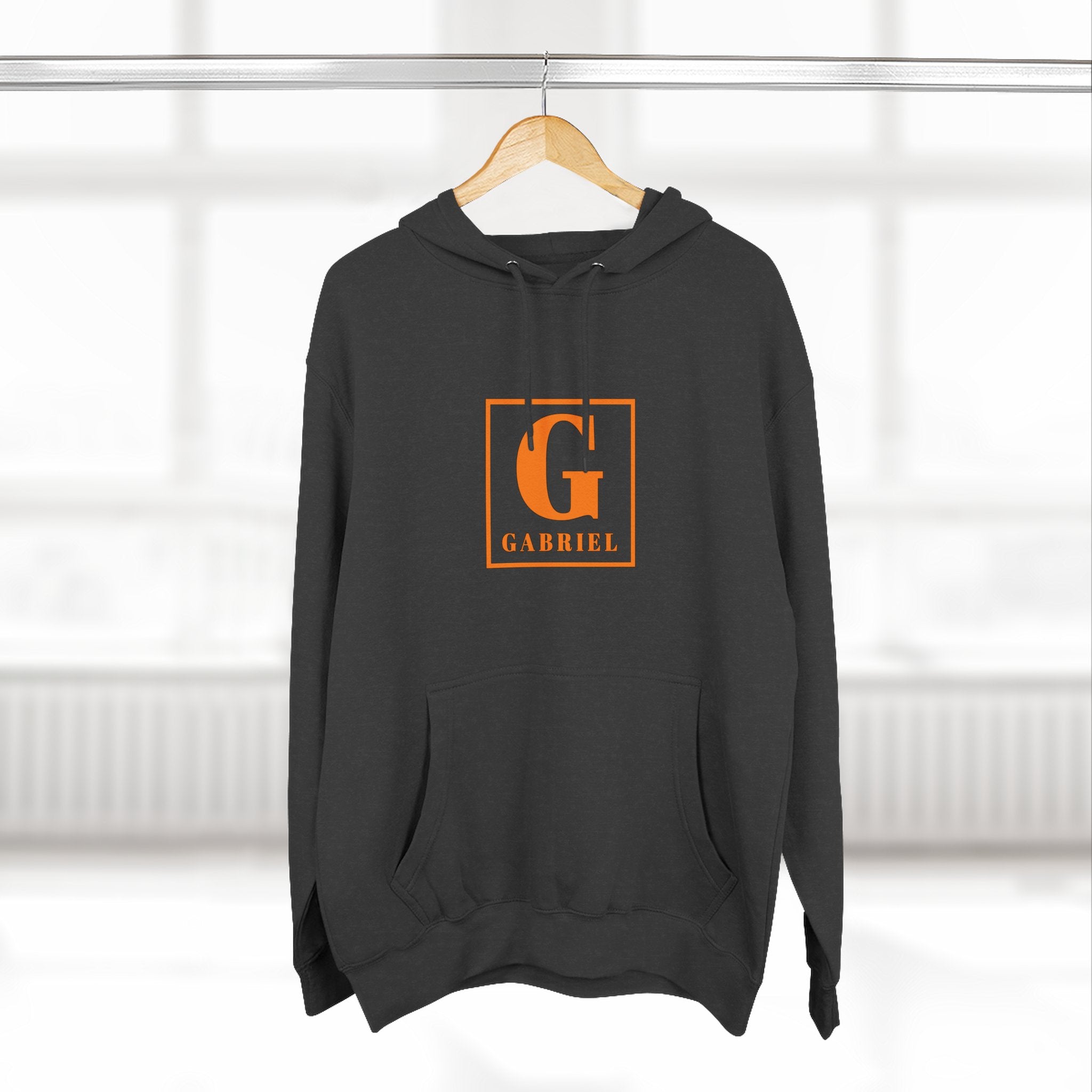 Gabriel Monogram Hoodie — Orange Square Initial G Fleece Hoodie