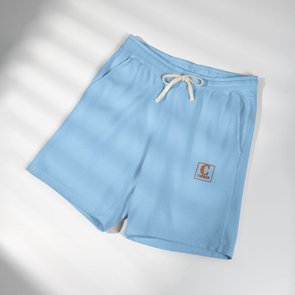 Lightweight Garment-Dyed Fleece Sweat Shorts — Neutral Casual Lounge Shorts with Subtle Patch Logo