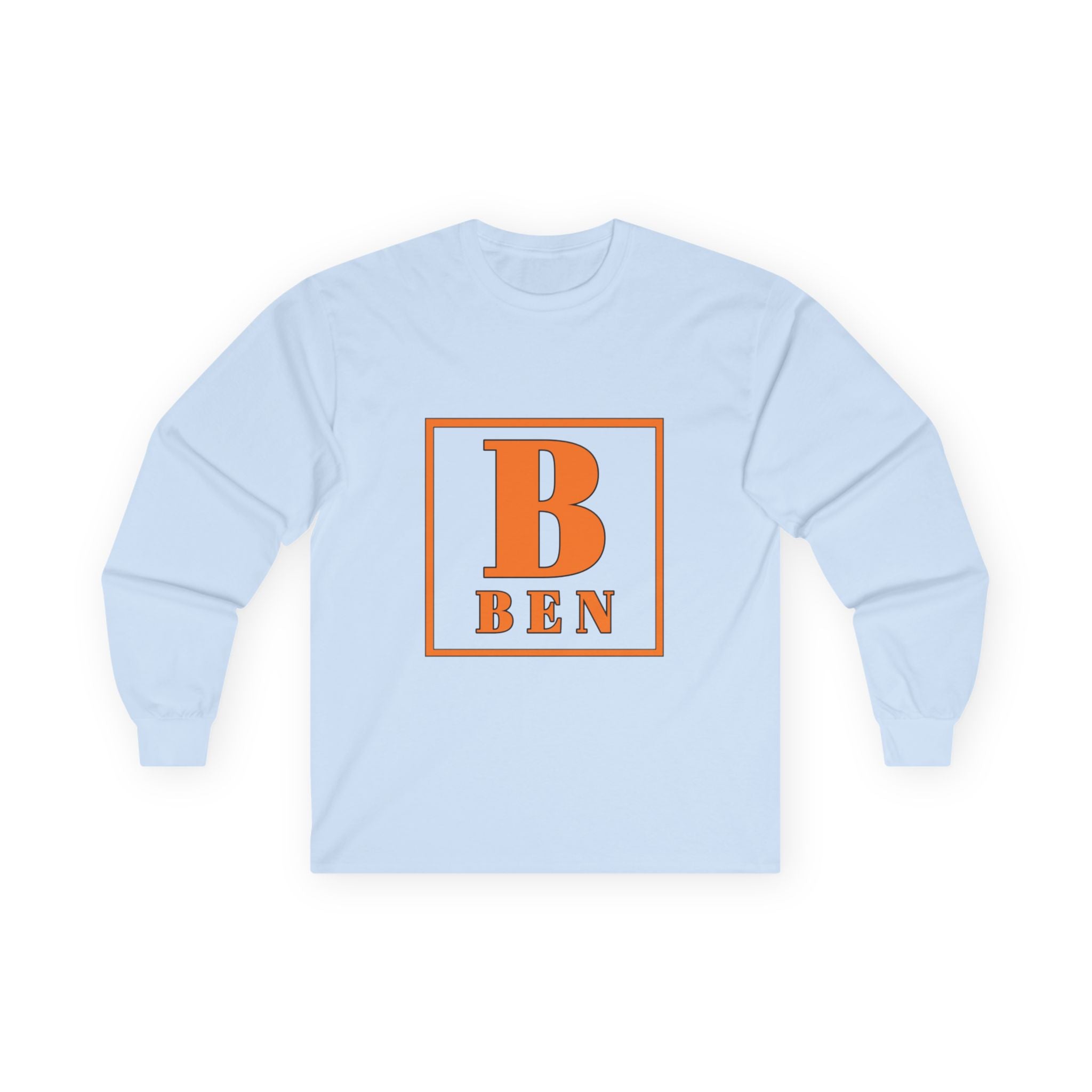 Ben Monogram Long Sleeve Tee — Orange Block Initial B Shirt