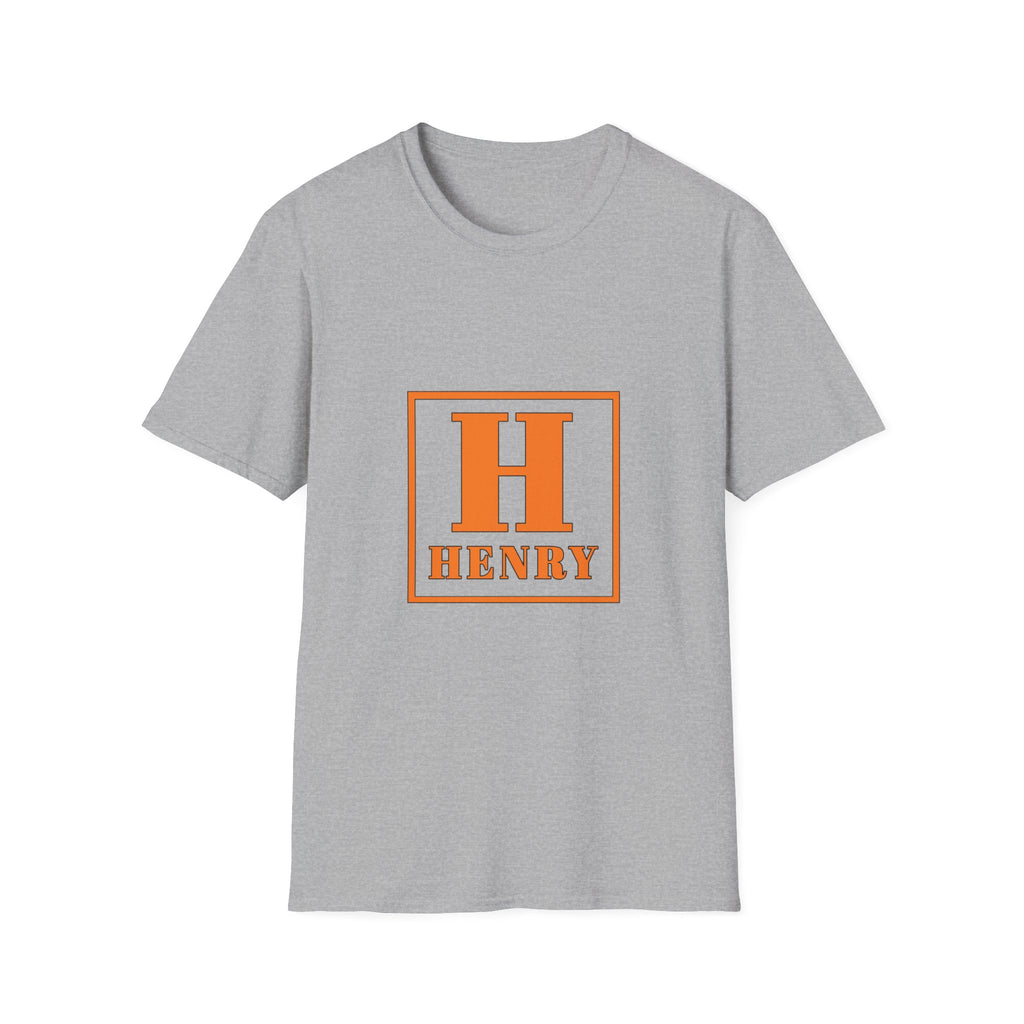 Personalized Initial T-Shirt — Bold Orange 'H' Monogram Tee (Custom Name: Henry)