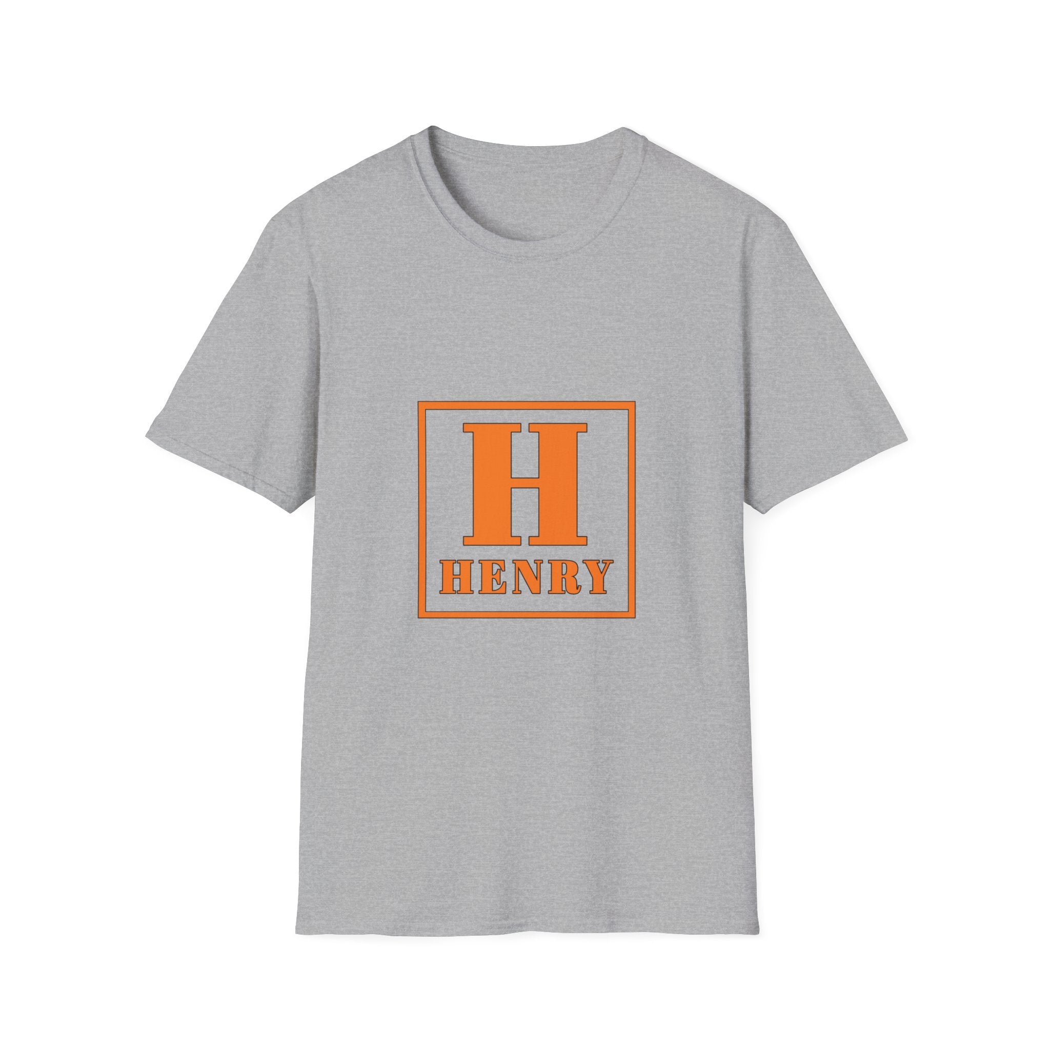 Personalized Initial T-Shirt — Bold Orange 'H' Monogram Tee (Custom Name: Henry)