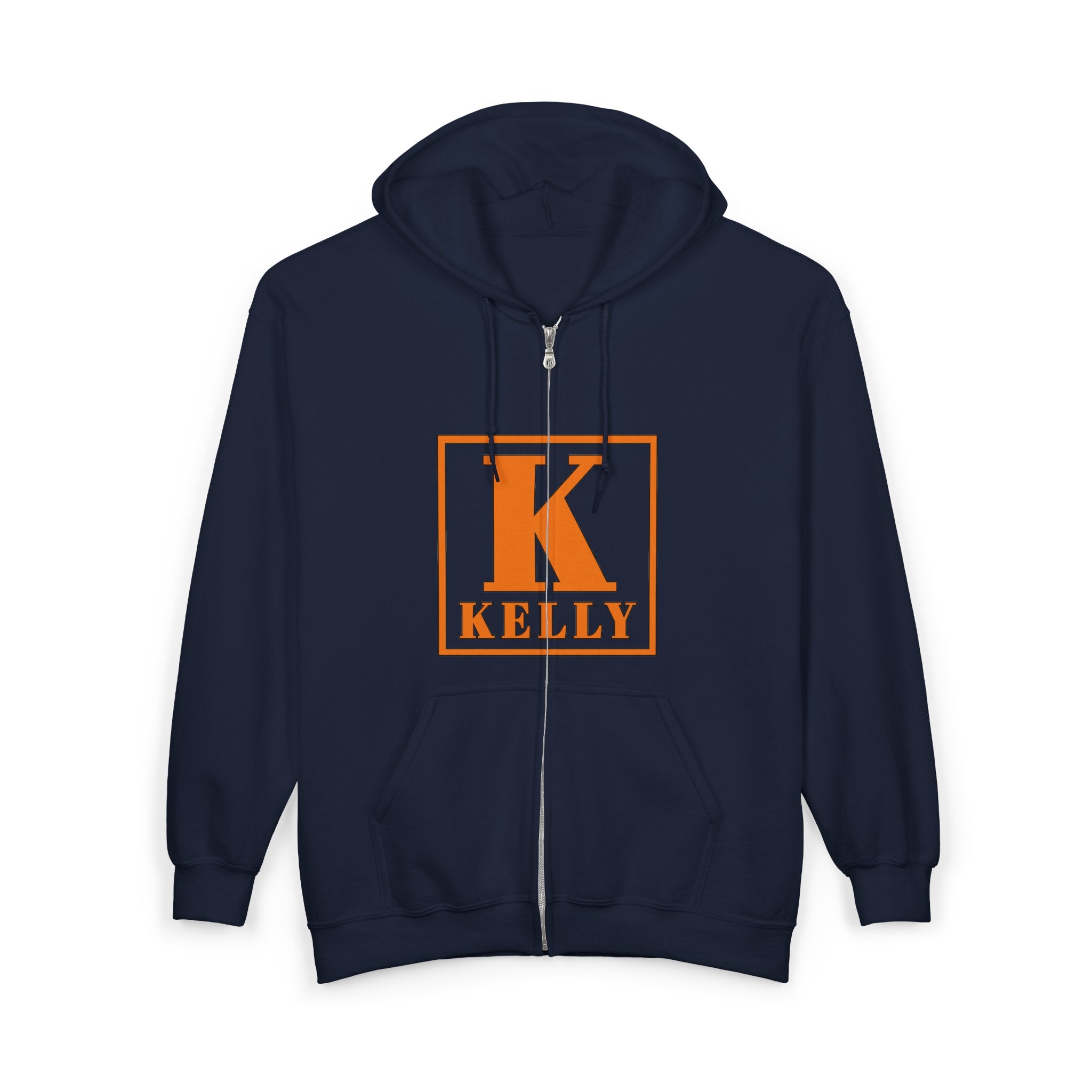 Kelly Initial K Monogram Zip Hoodie - Orange Lettering