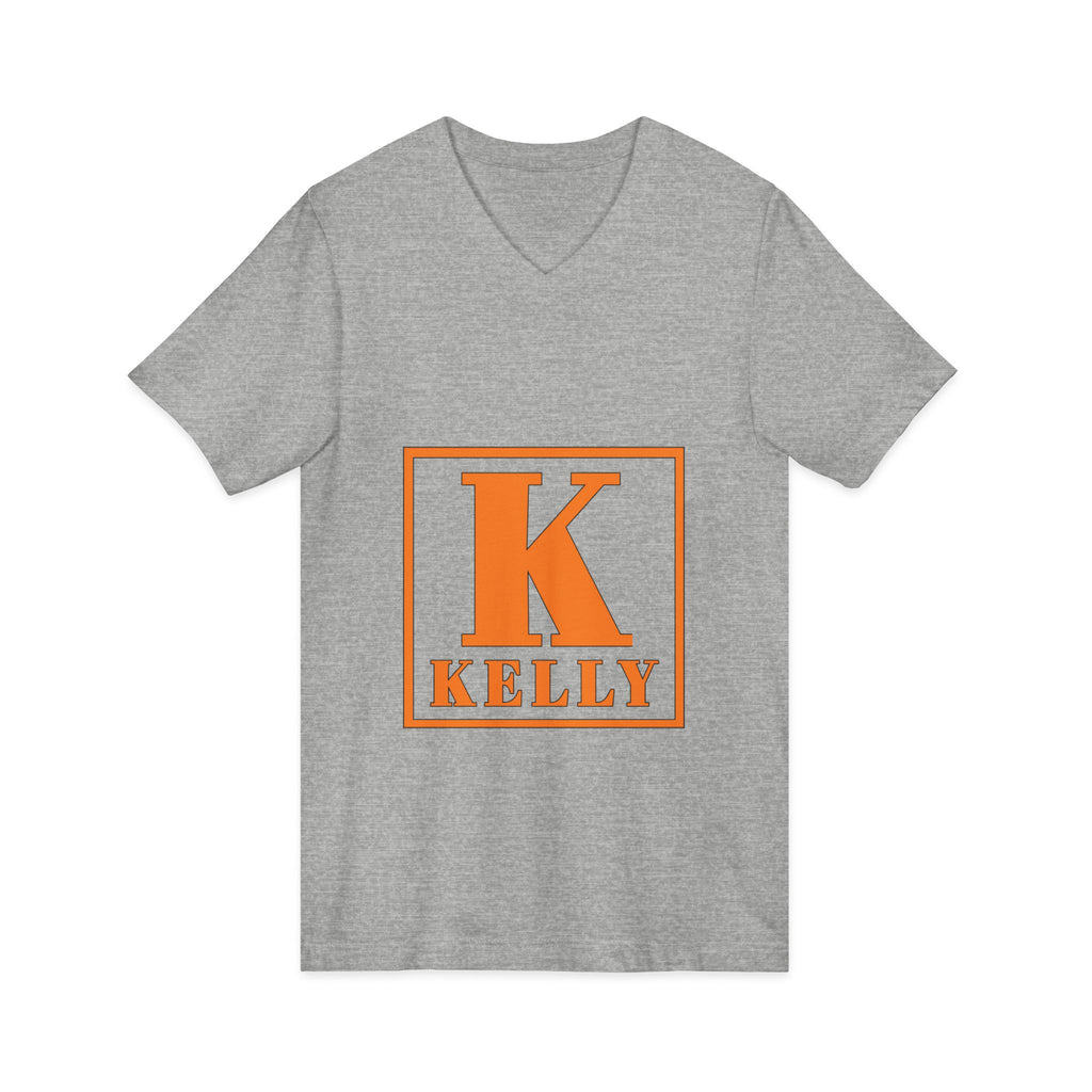 Kelly Monogram V-Neck Tee - Orange Initial K Personalized Shirt