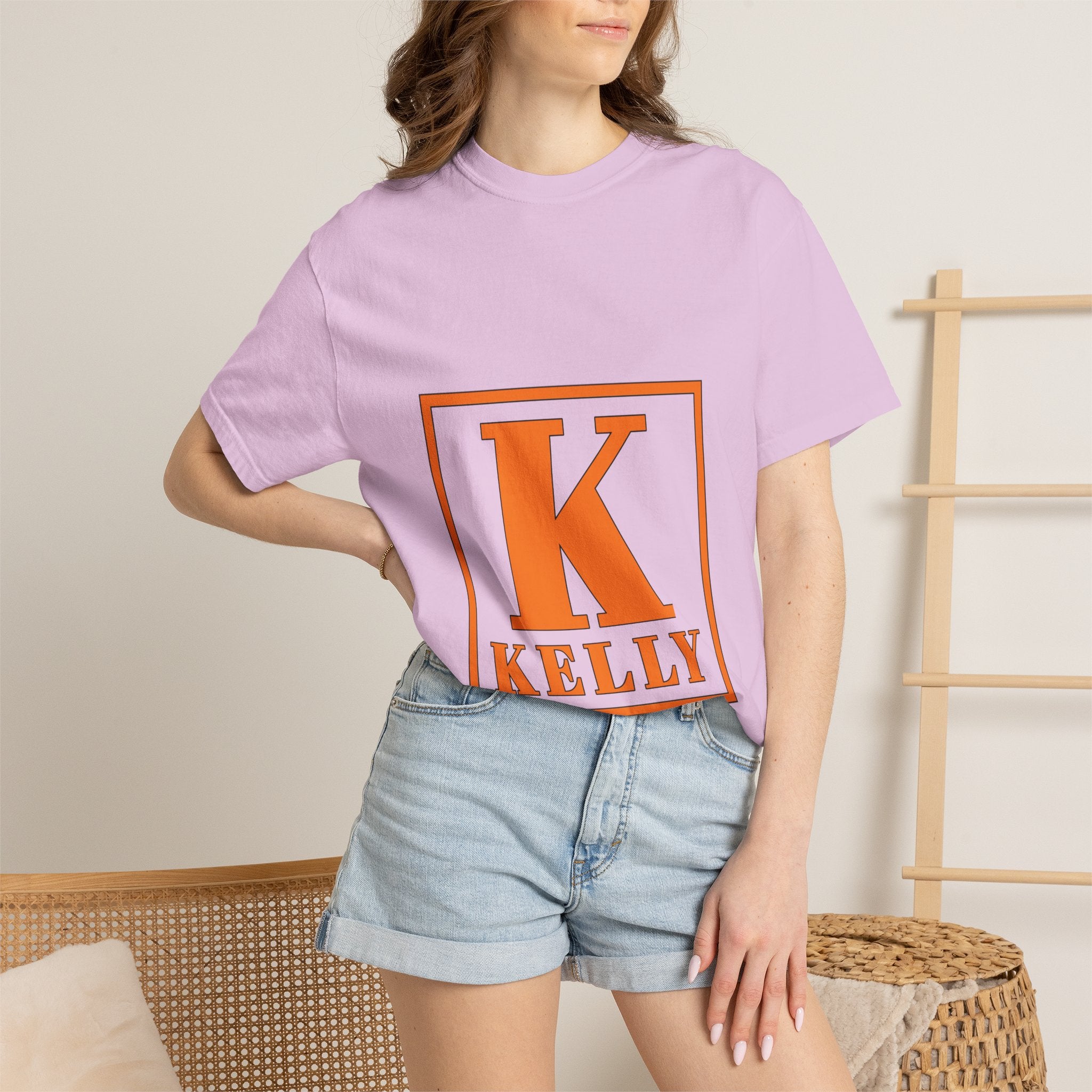 Kelly Monogram Tee — Orange Block Initial K T-Shirt