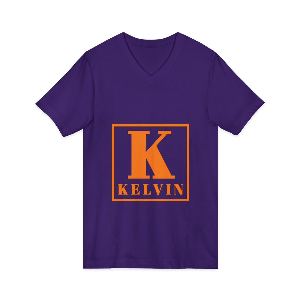 Kelvin Monogram V‑Neck Tee - Orange Initial K Shirt