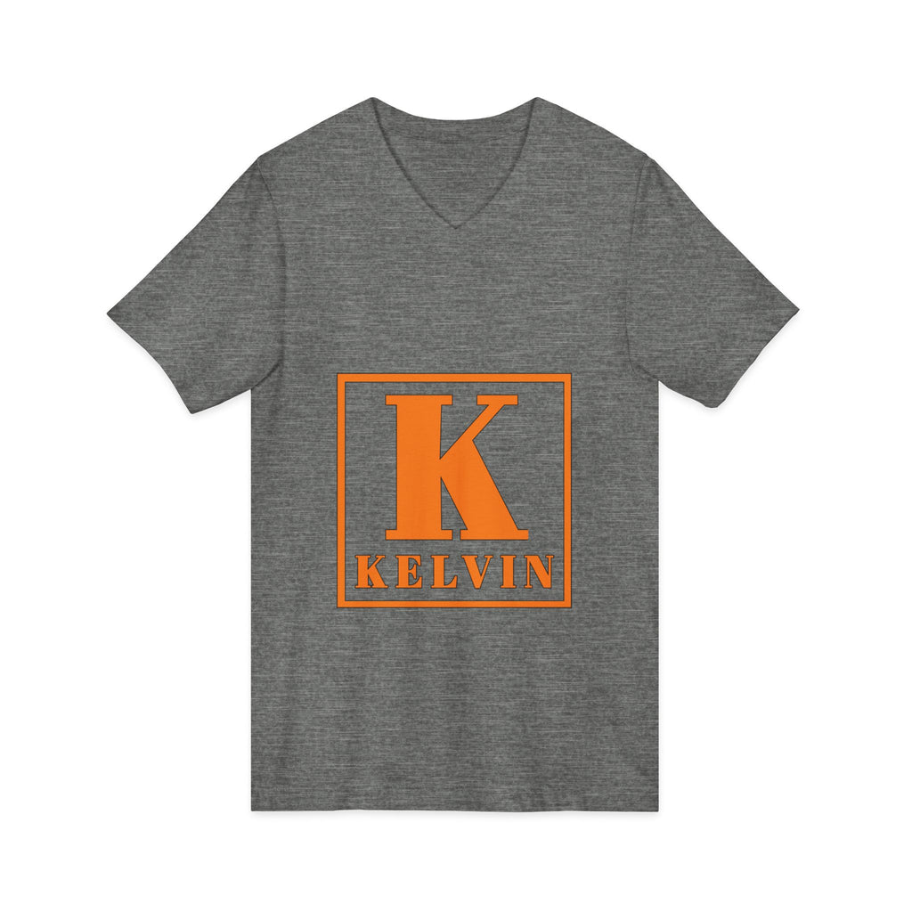 Kelvin Monogram V‑Neck Tee - Orange Initial K Shirt