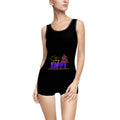 Vintage "Stay Happy" Women's Swimsuit — Retro Floral One-Piece