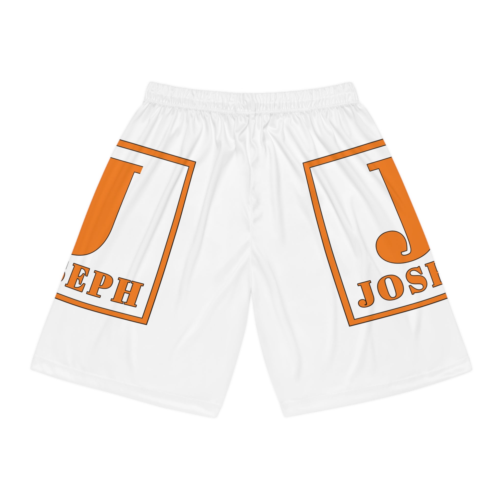 Custom 'Joseph' White Basketball Shorts — Personalized AOP Sportswear