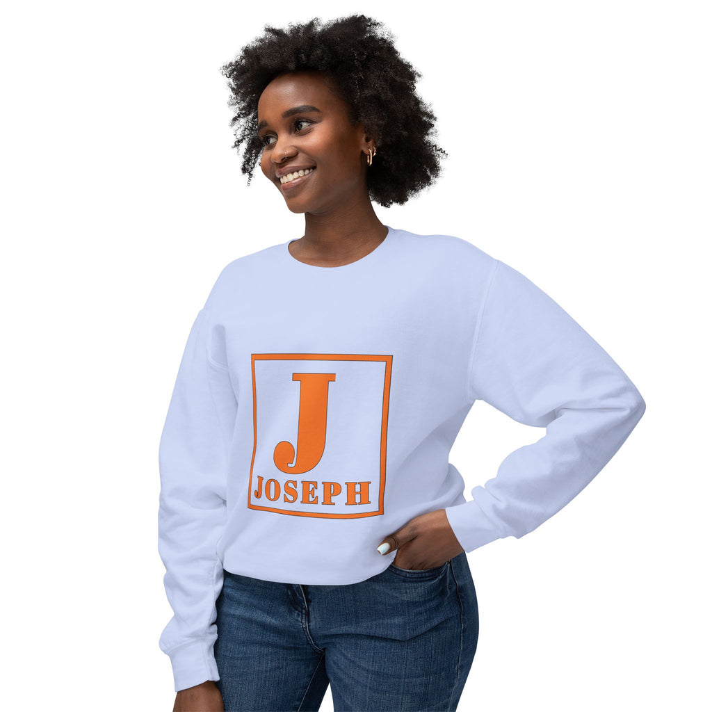 Personalized 'Joseph' Initial Crewneck Sweatshirt — Orange Monogram