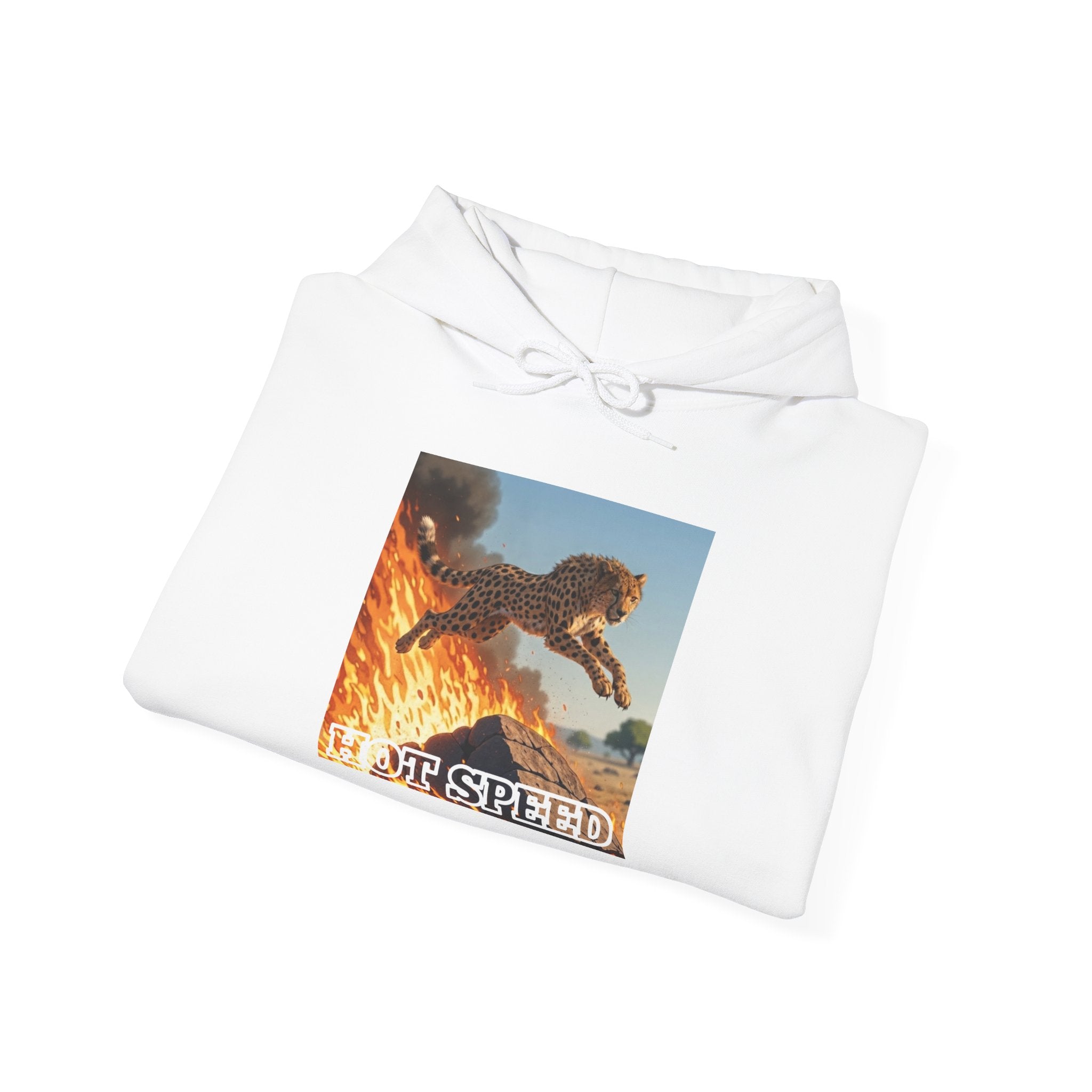 Hoodie — Vintage 'HOT SPEED' Flaming Motorcycle Rider Graphic Hoodie