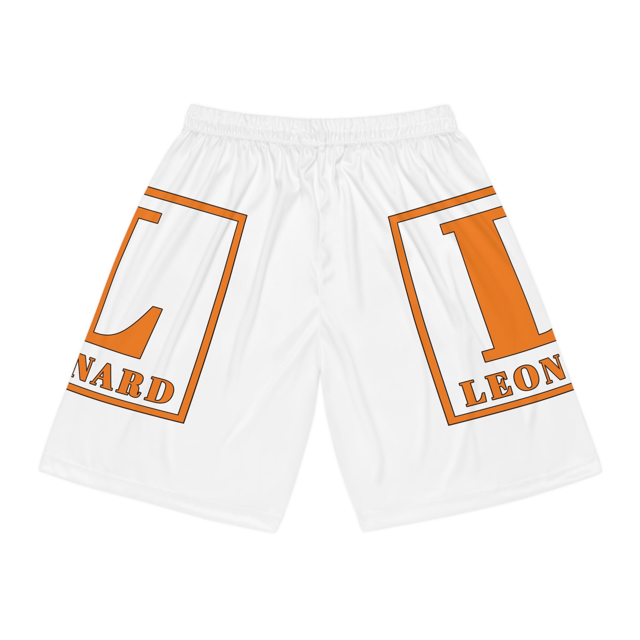 Leonard 'L' White Basketball Shorts — Custom AOP Athletic Shorts