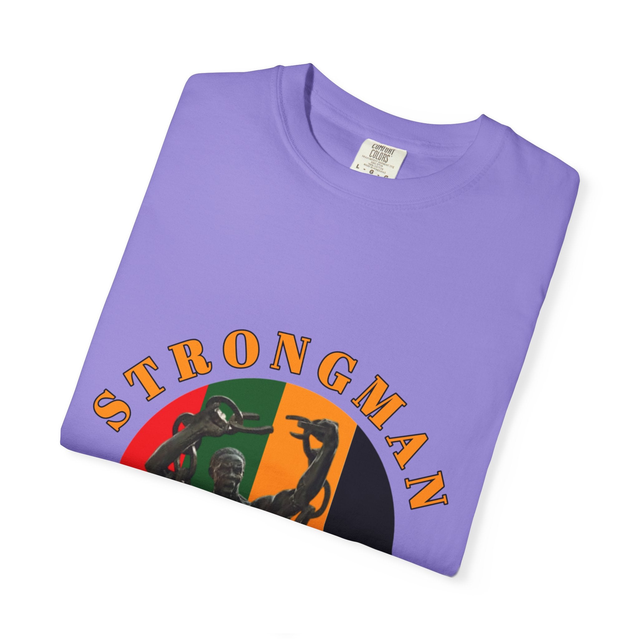 Strongman Statue Vintage-Style T-Shirt — Retro Weightlifting Graphic Tee