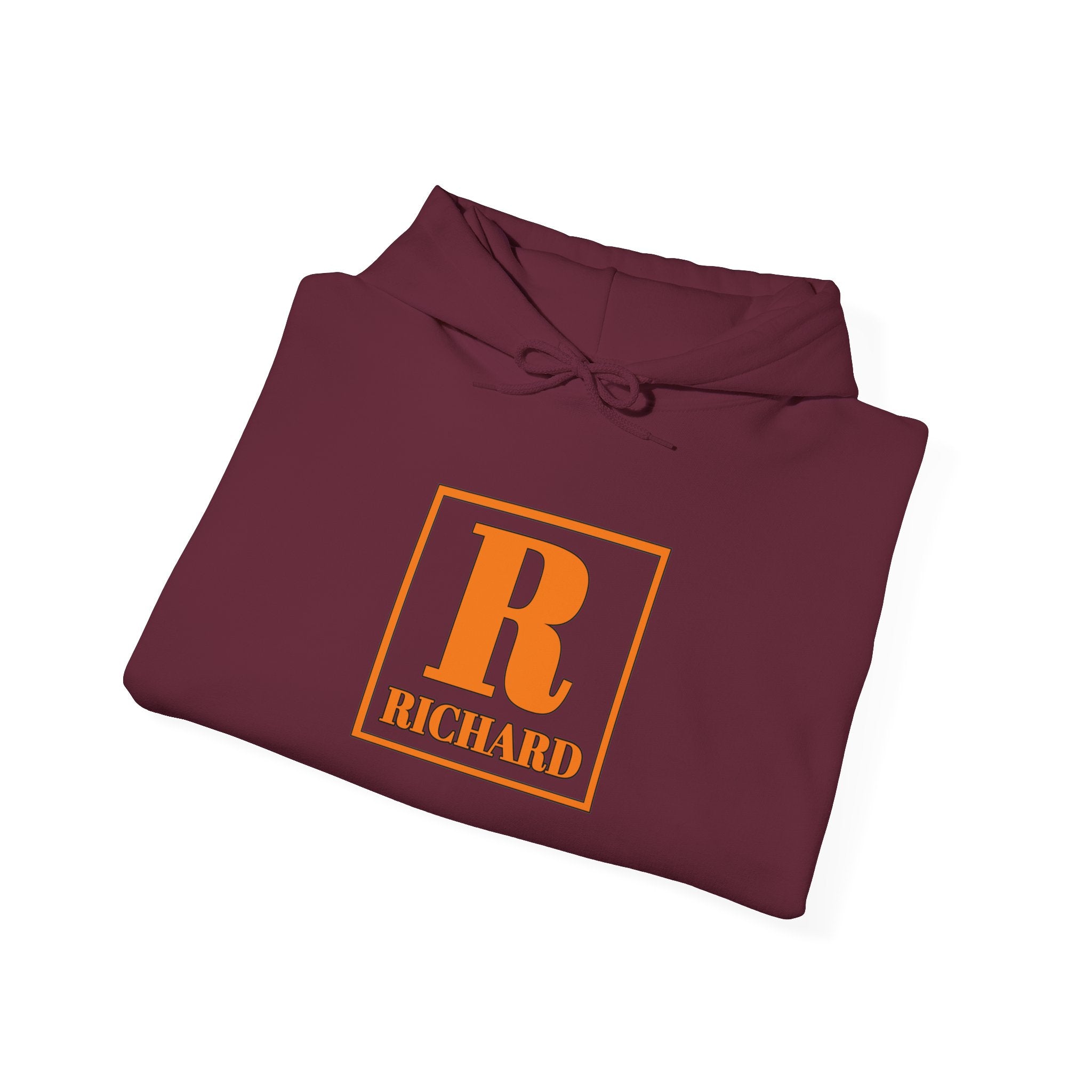 Personalized Initial R Hoodie – Retro Orange 'Richard' Name Sweatshirt