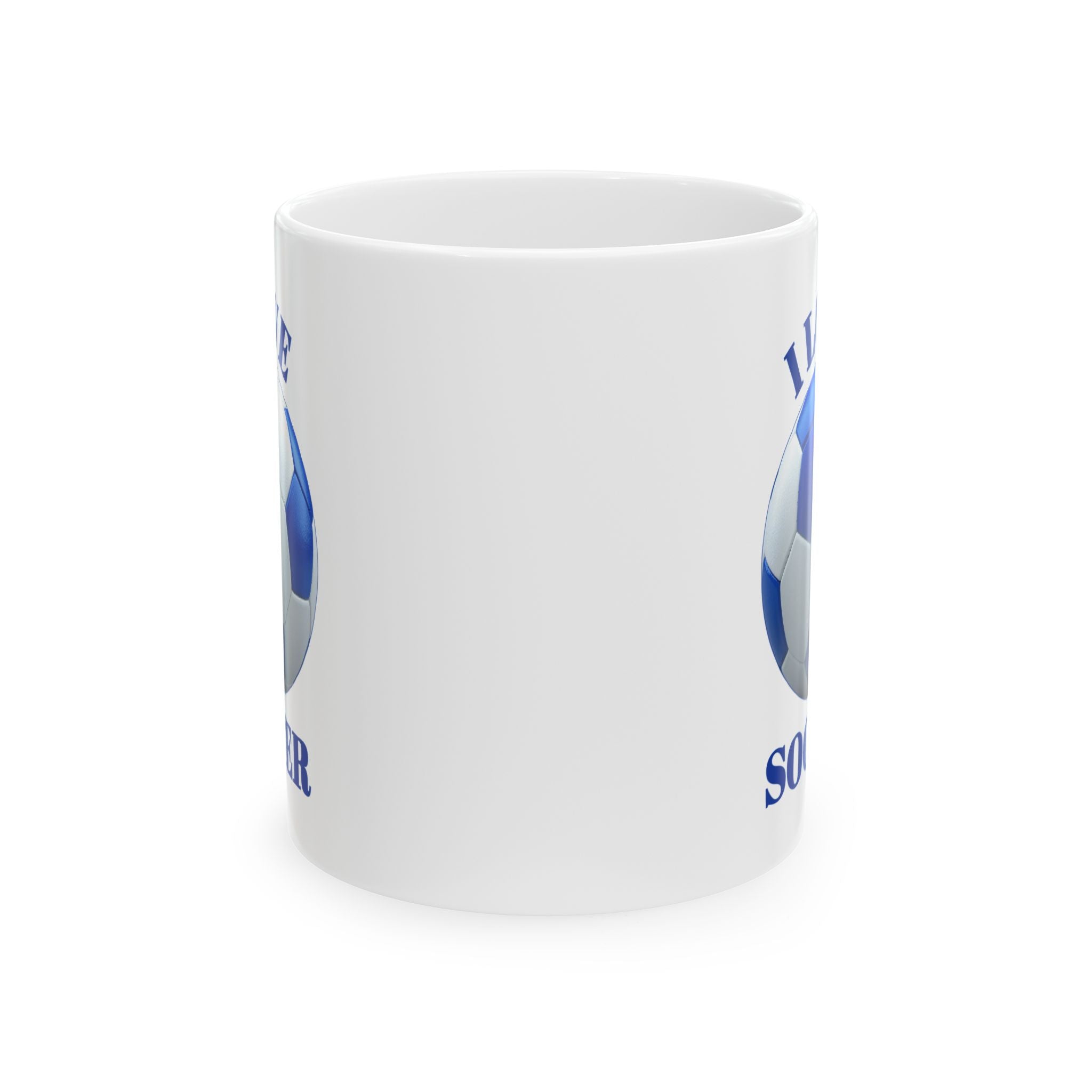 Soccer Mom Ceramic Mug — Blue Soccer Ball Coffee Cup (11oz & 15oz)