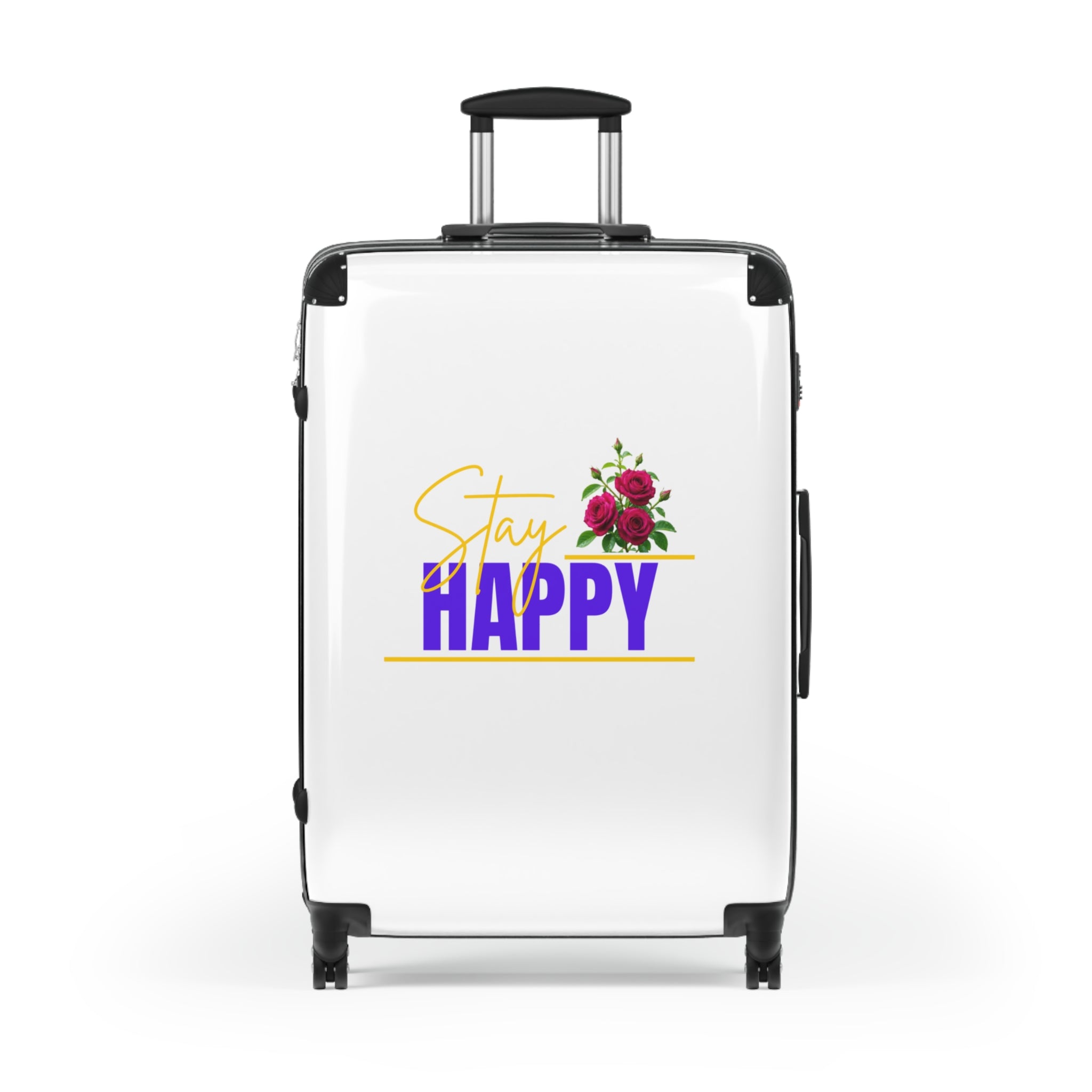 Stay Happy Floral Carry-On Suitcase