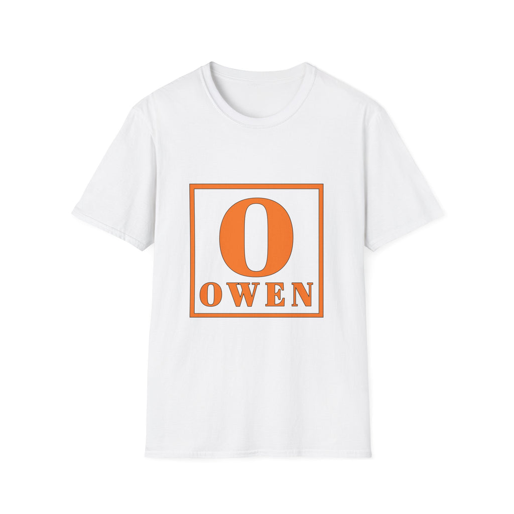 Personalized Name T‑Shirt — Orange Monogram 'O' Owen Tee