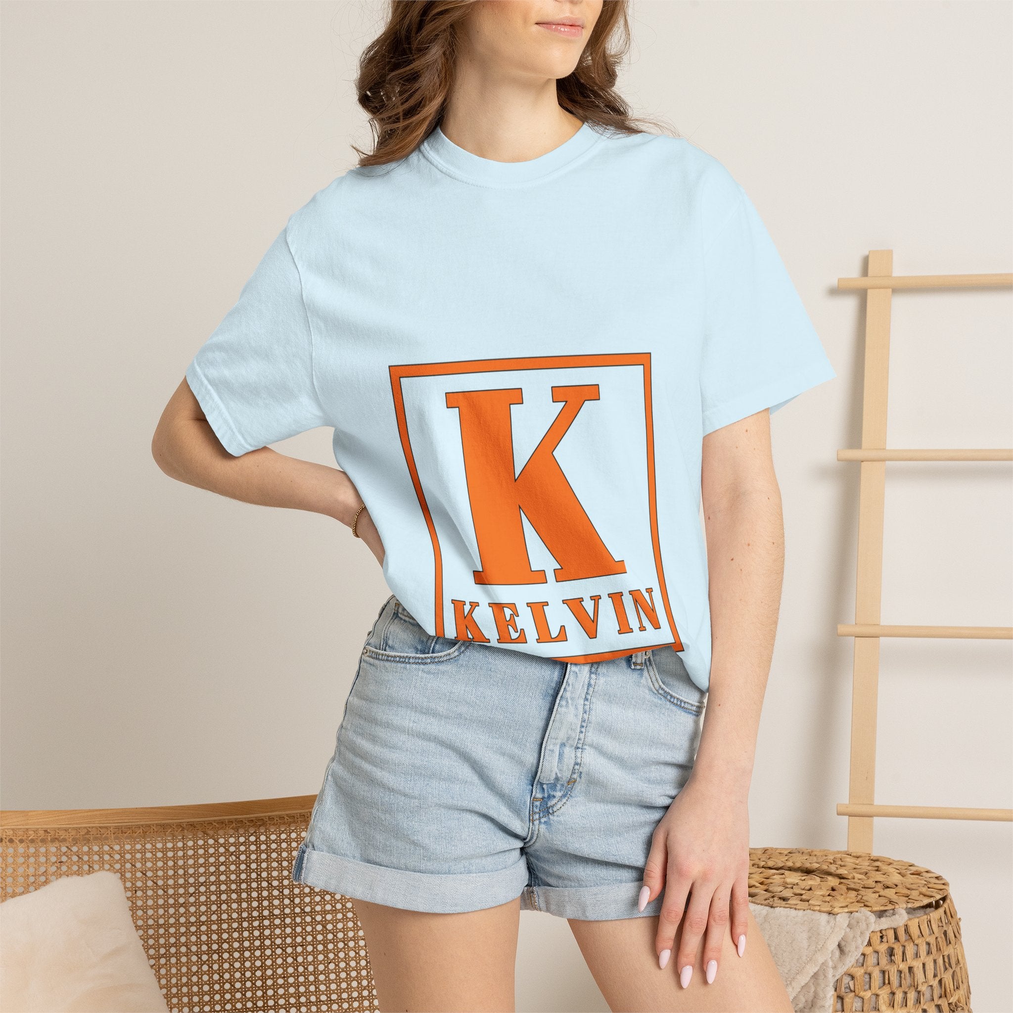 Kelvin Monogram T-Shirt — Bold Orange Initial Tee