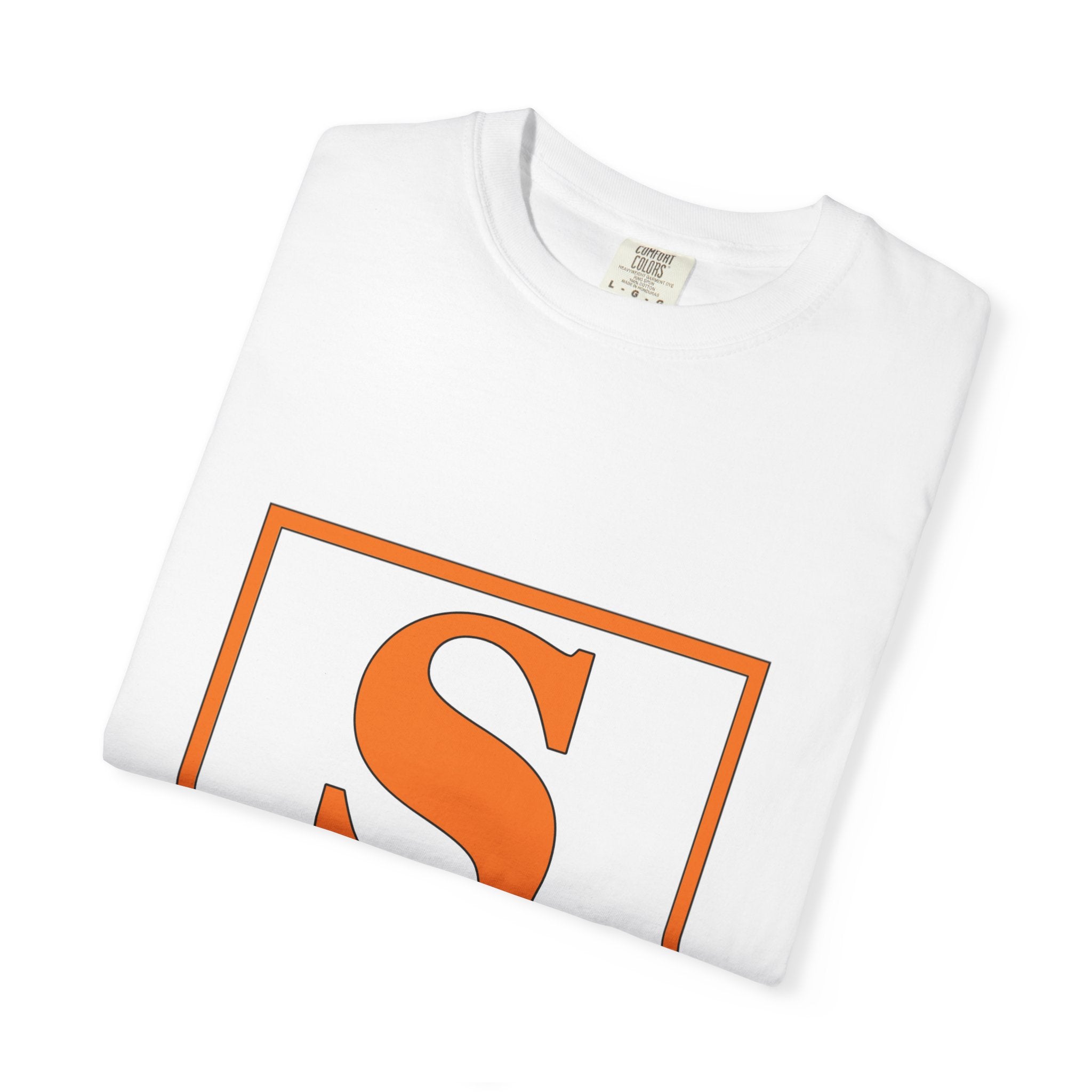 Steve Monogram T‑Shirt — Orange Initial Box Design