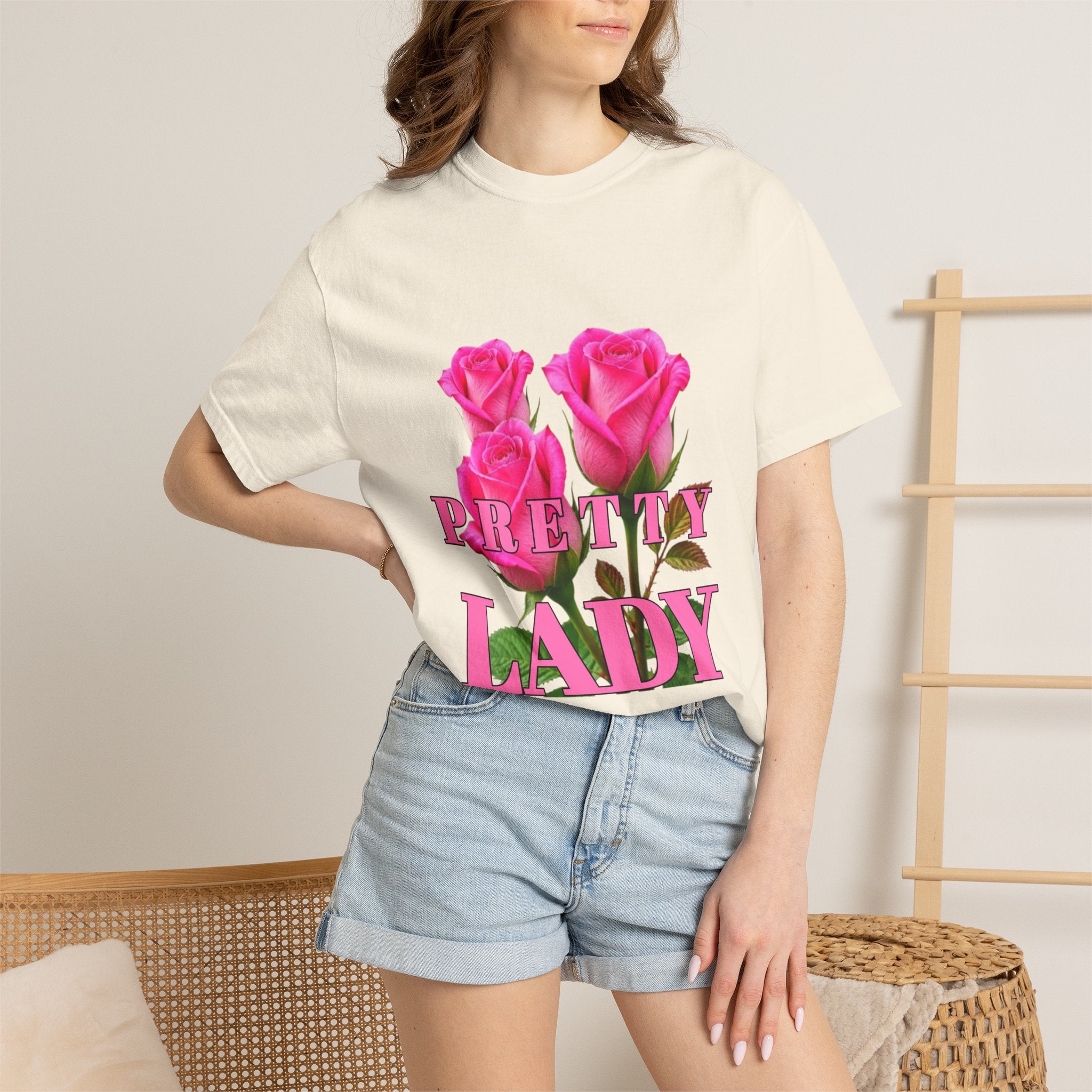 Pretty Lady T-Shirt — Pink Rose Graphic Tee