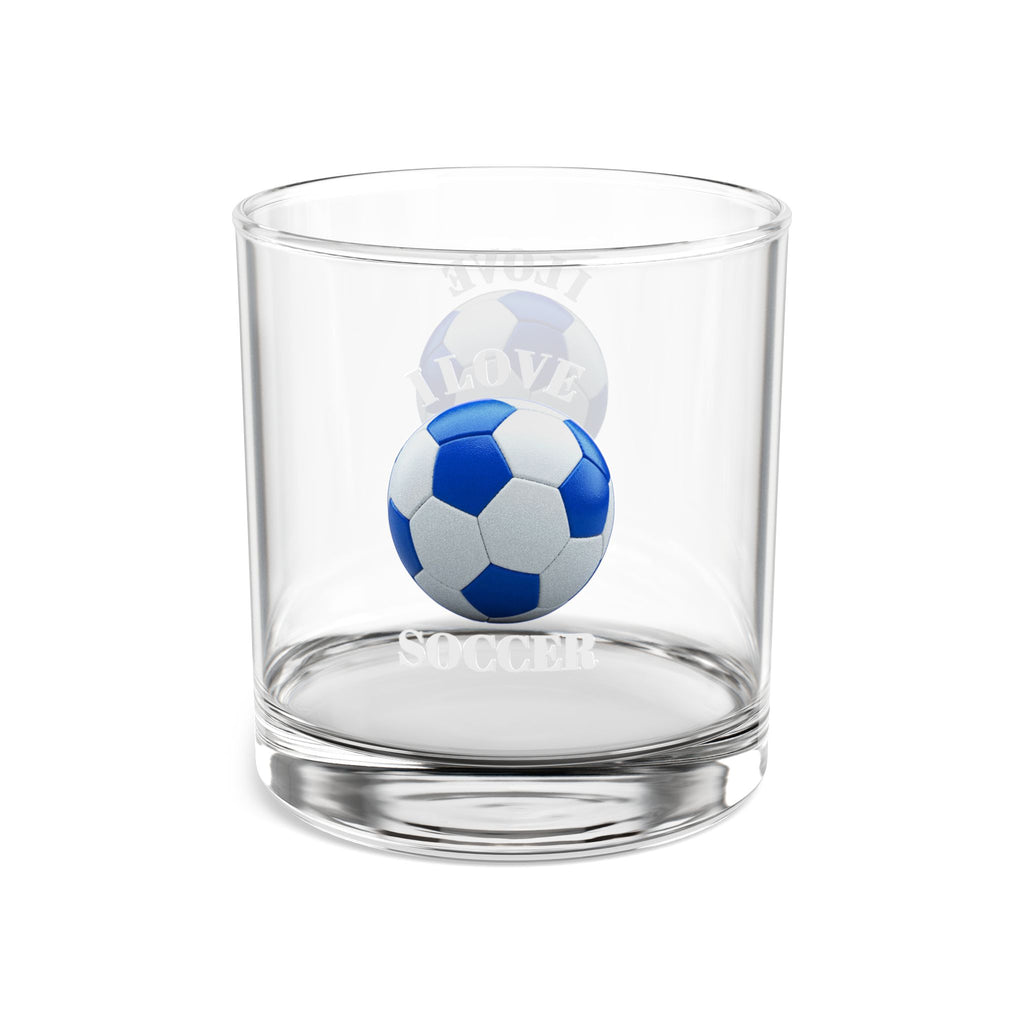 Soccer Rocks Glass 10oz — Blue Football Whiskey Tumbler