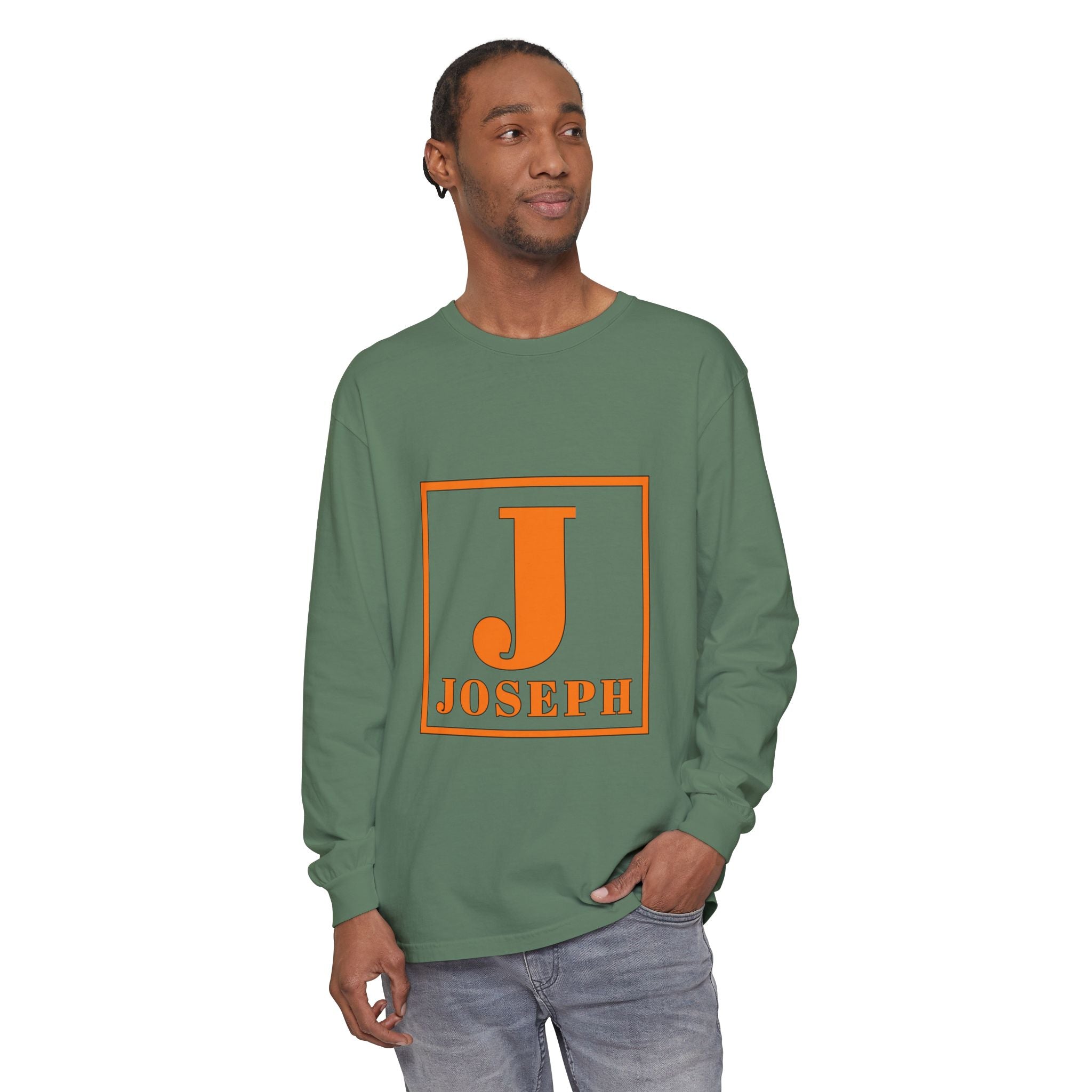 Personalized 'J' Name Long Sleeve Tee — Joseph Initial Graphic