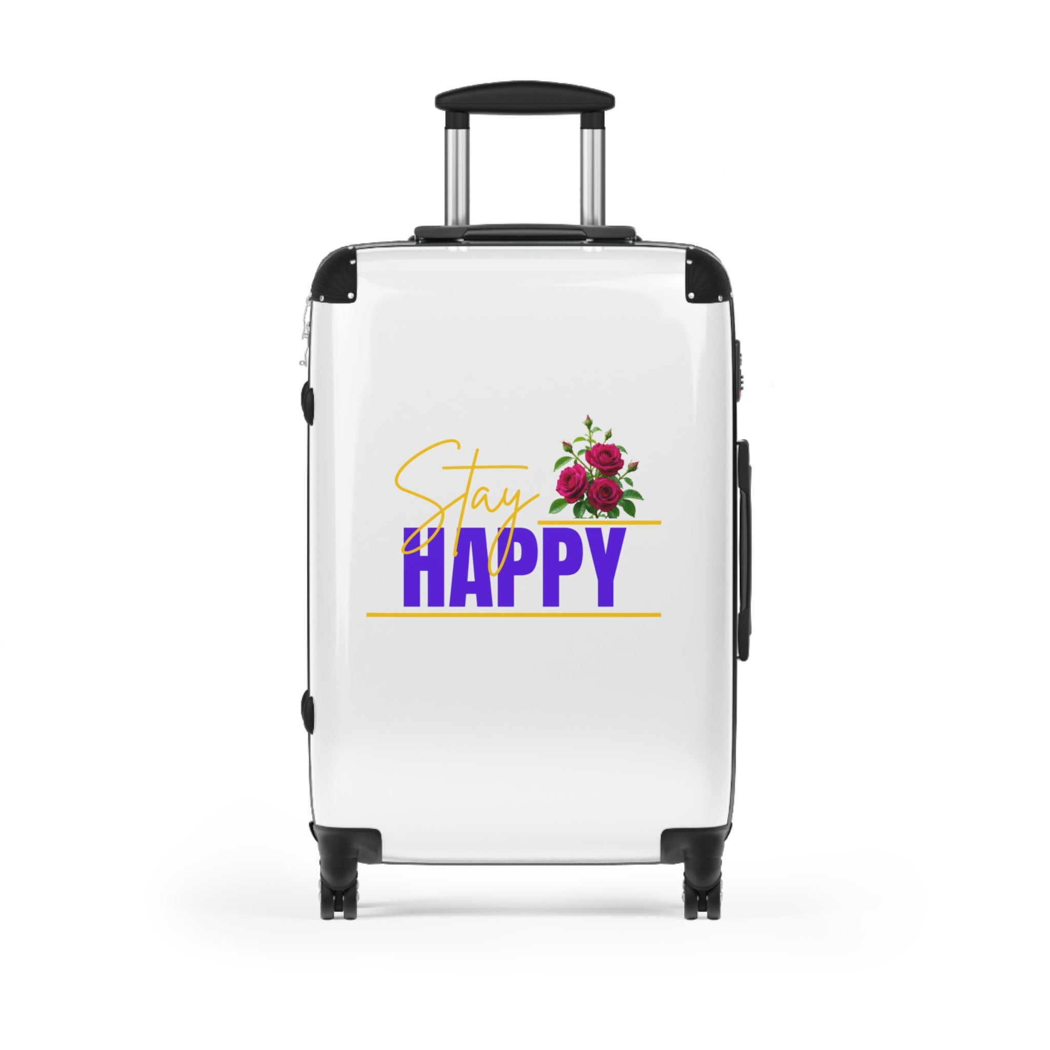 Stay Happy Floral Carry-On Suitcase