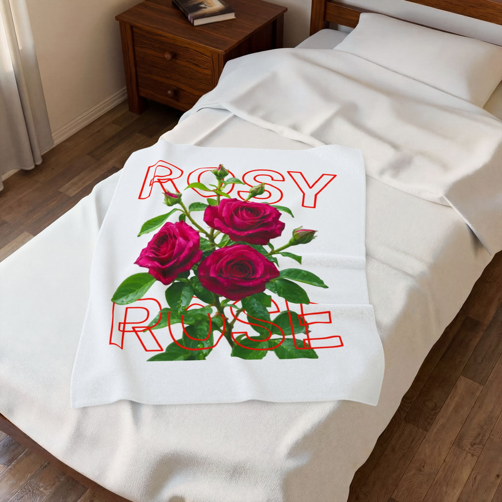 Rosy Rose Velvet Plush Blanket — Floral Rose Bouquet Throw