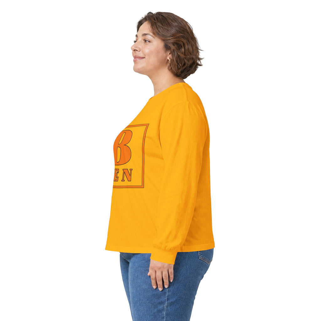 Ben Monogram Long Sleeve Tee — Orange Block Initial B Shirt